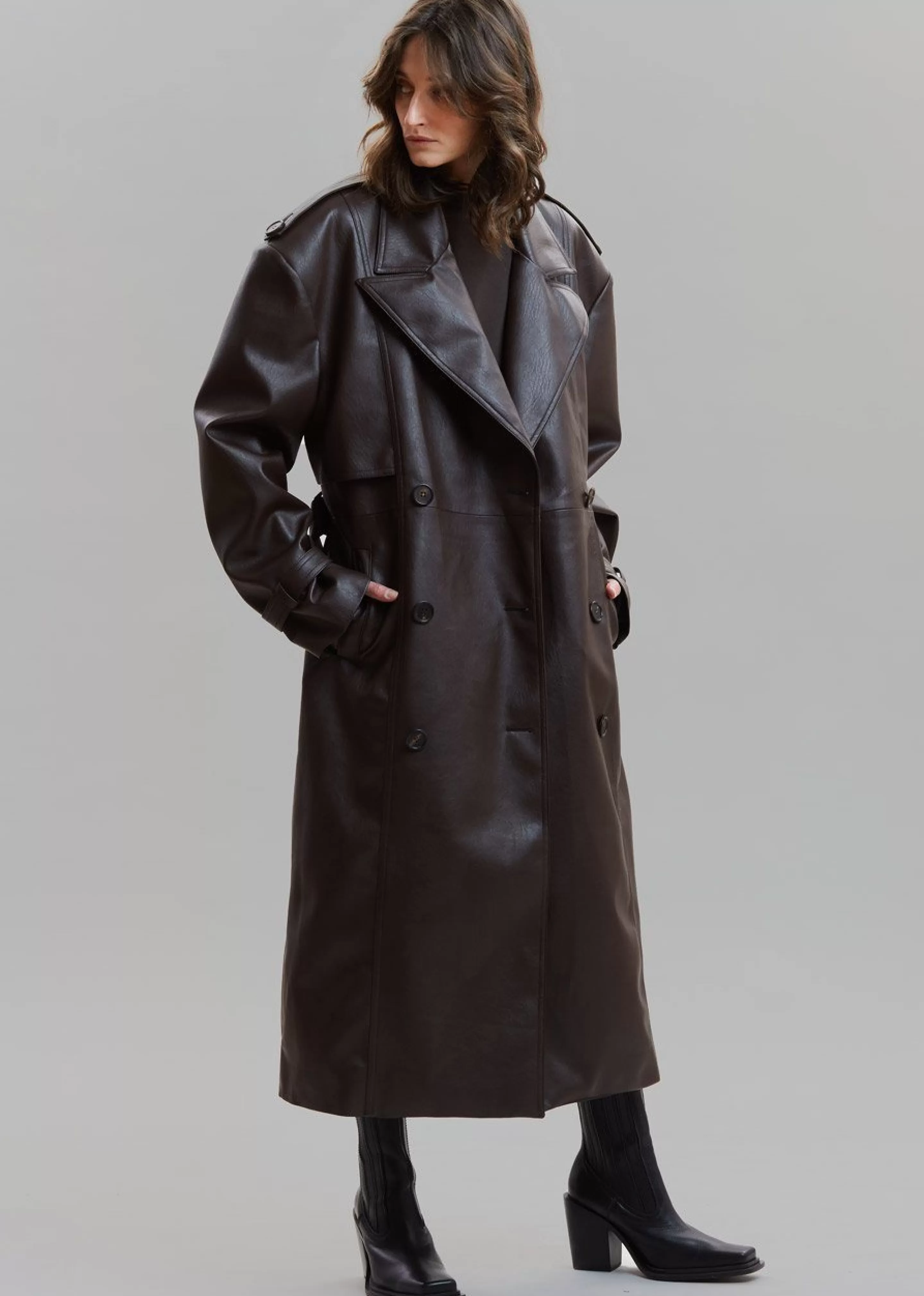 Outerwear | The Frankie Shop Diana Faux Leather Trench Coat Java