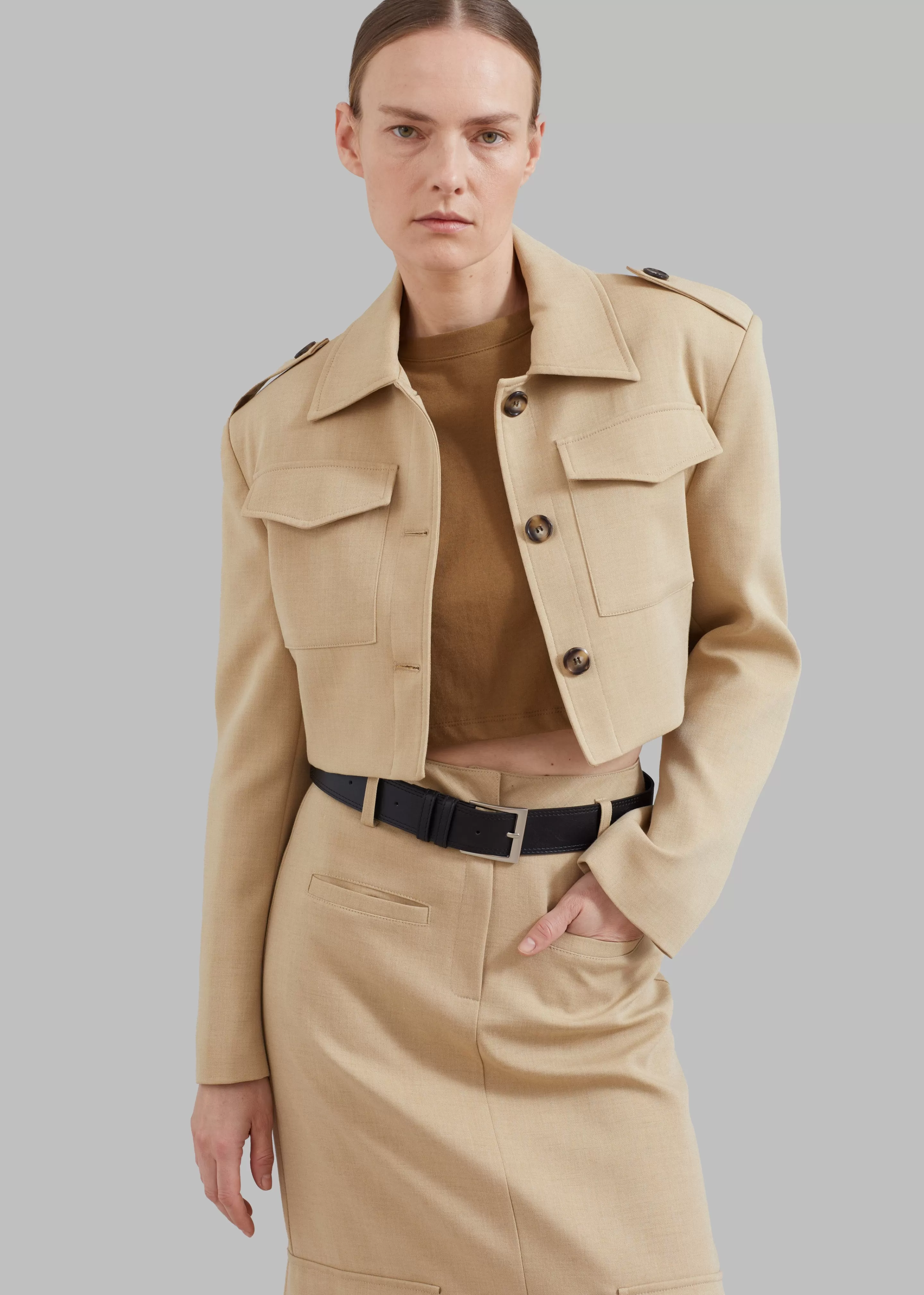 Outerwear | The Frankie Shop Eden Cropped Cargo Jacket Beige