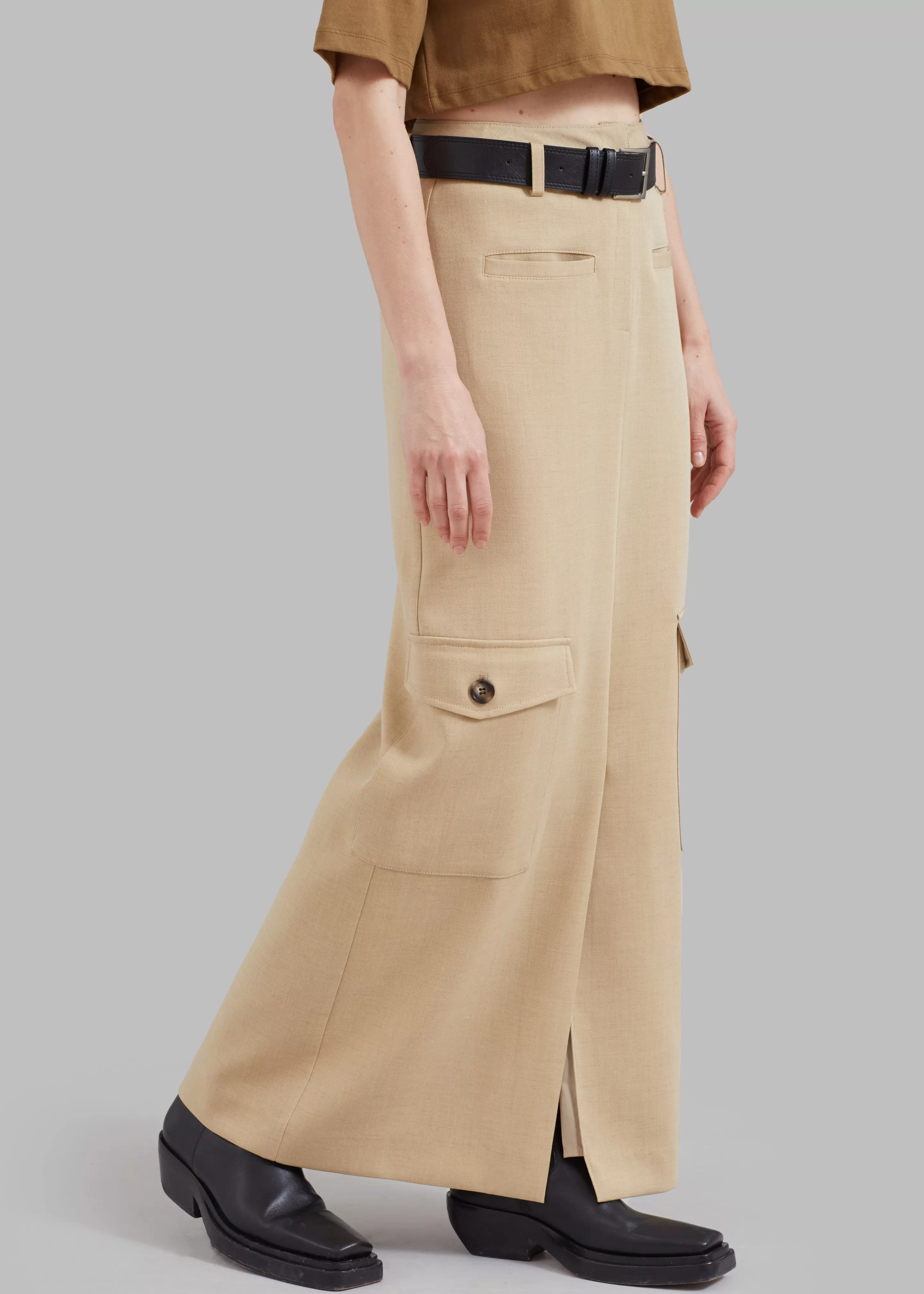 Bottoms | The Frankie Shop Eden Long Cargo Skirt Beige