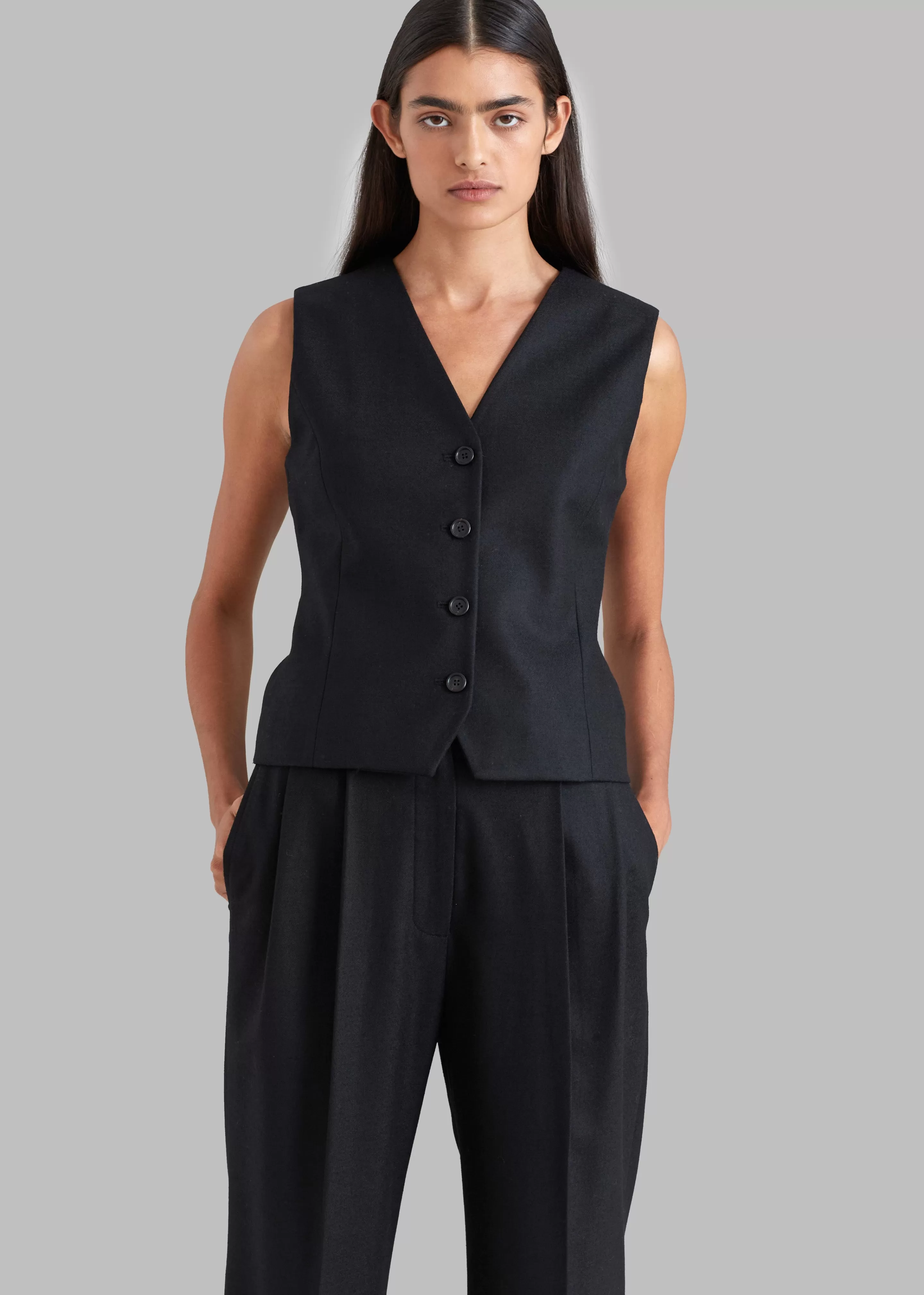 Outerwear | The Frankie Shop Eleanor Wool Vest Black