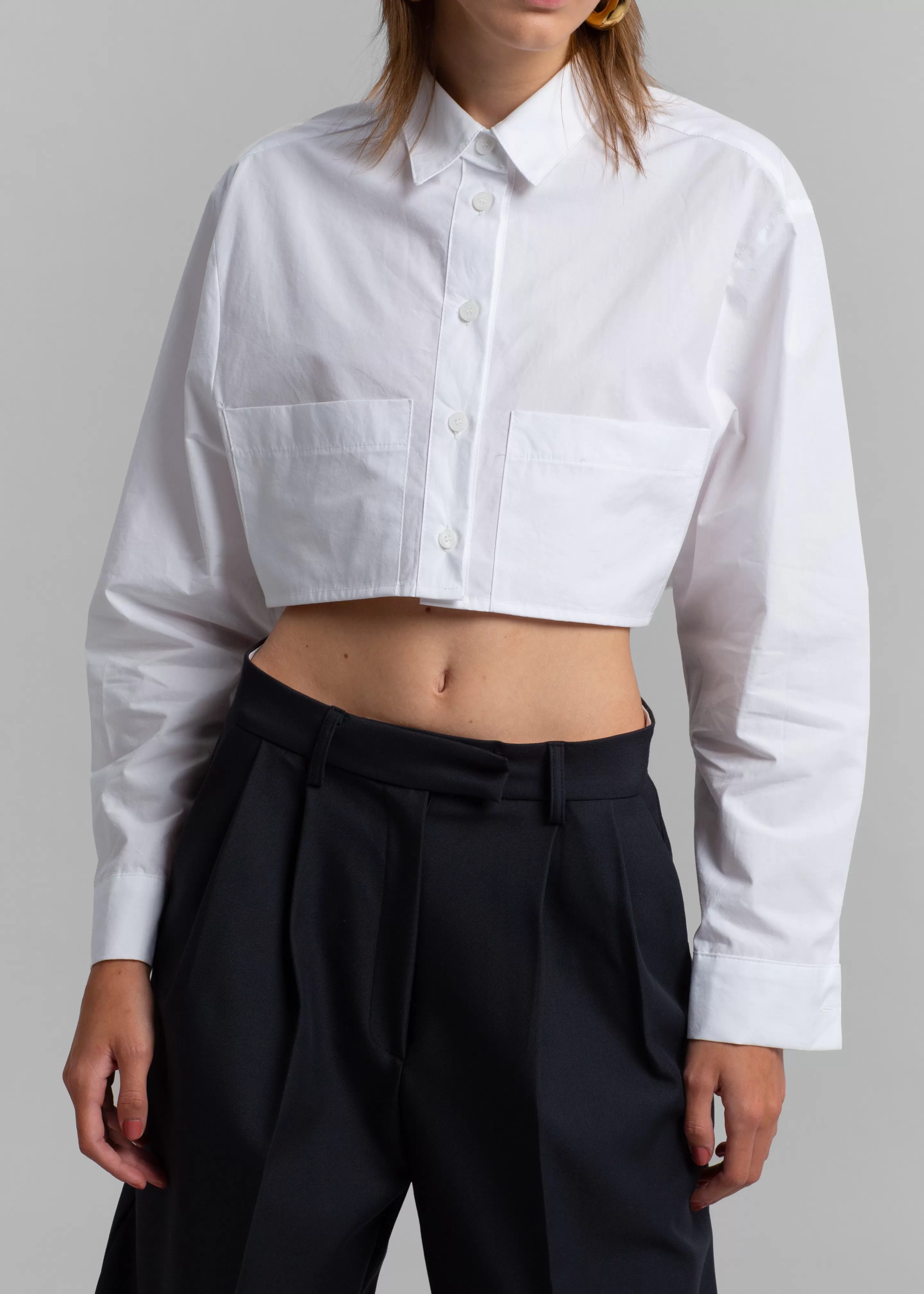 Tops | The Frankie Shop Elo Cropped Pocket Shirt White