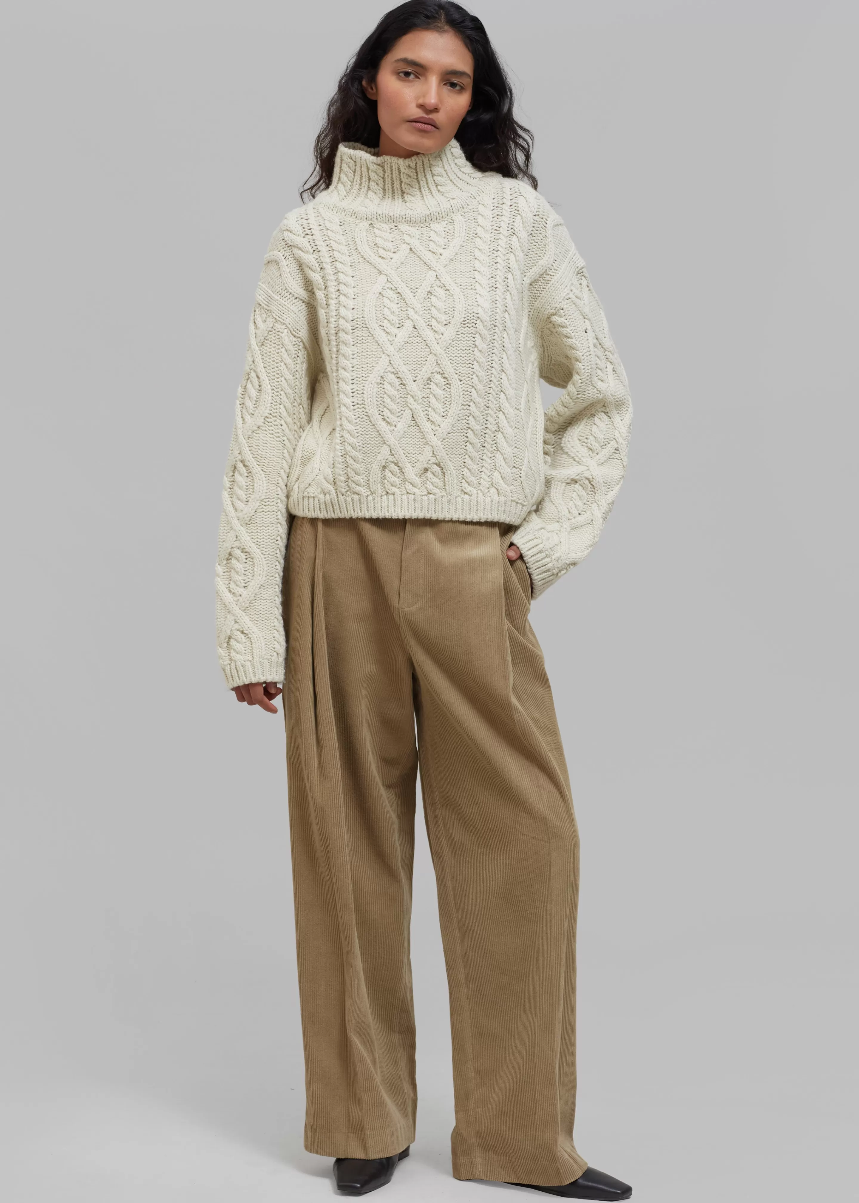 Bottoms | The Frankie Shop Estrid Corduroy Wide Pants Taupe