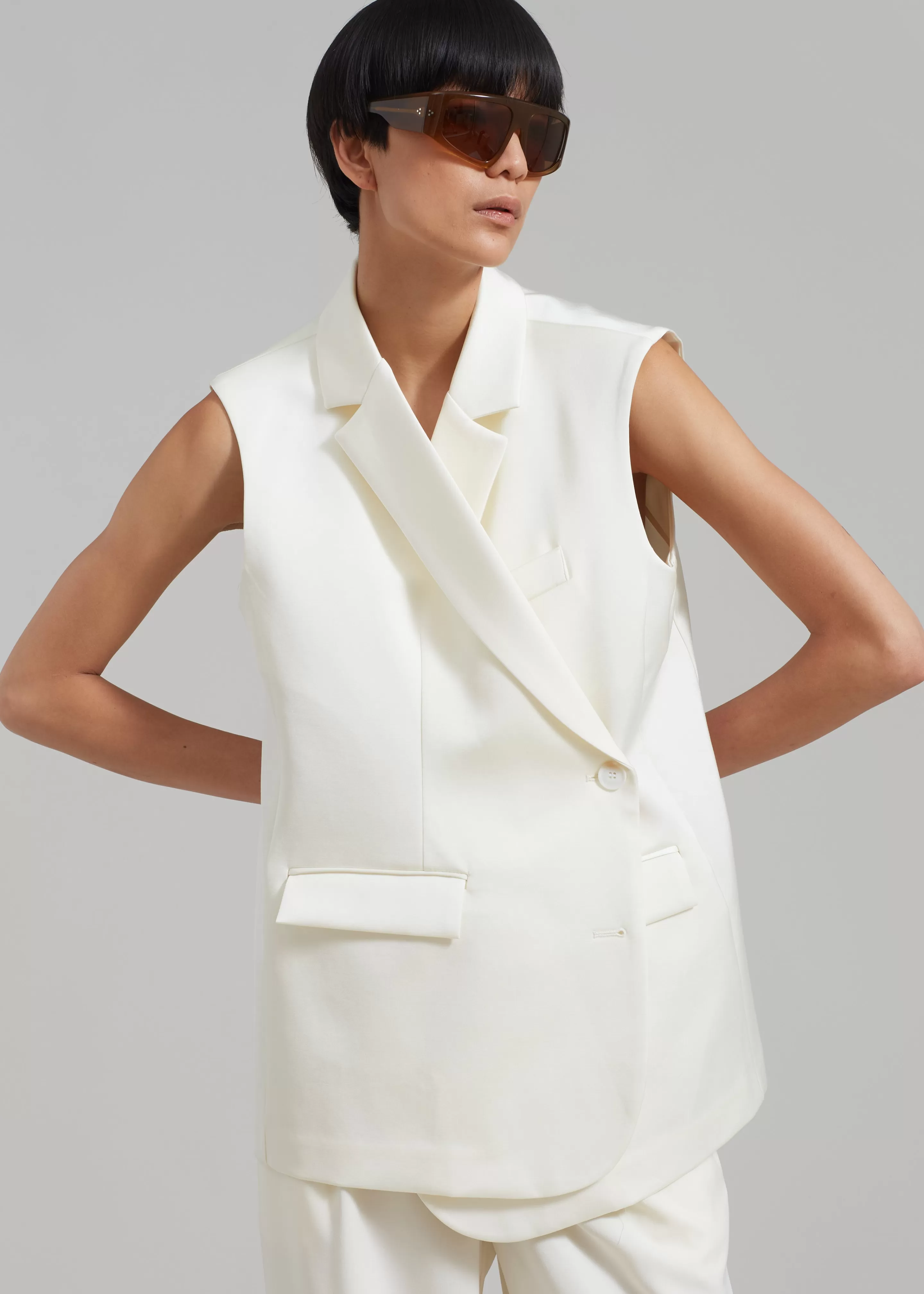 Outerwear | The Frankie Shop Everly Satin Vest Cream