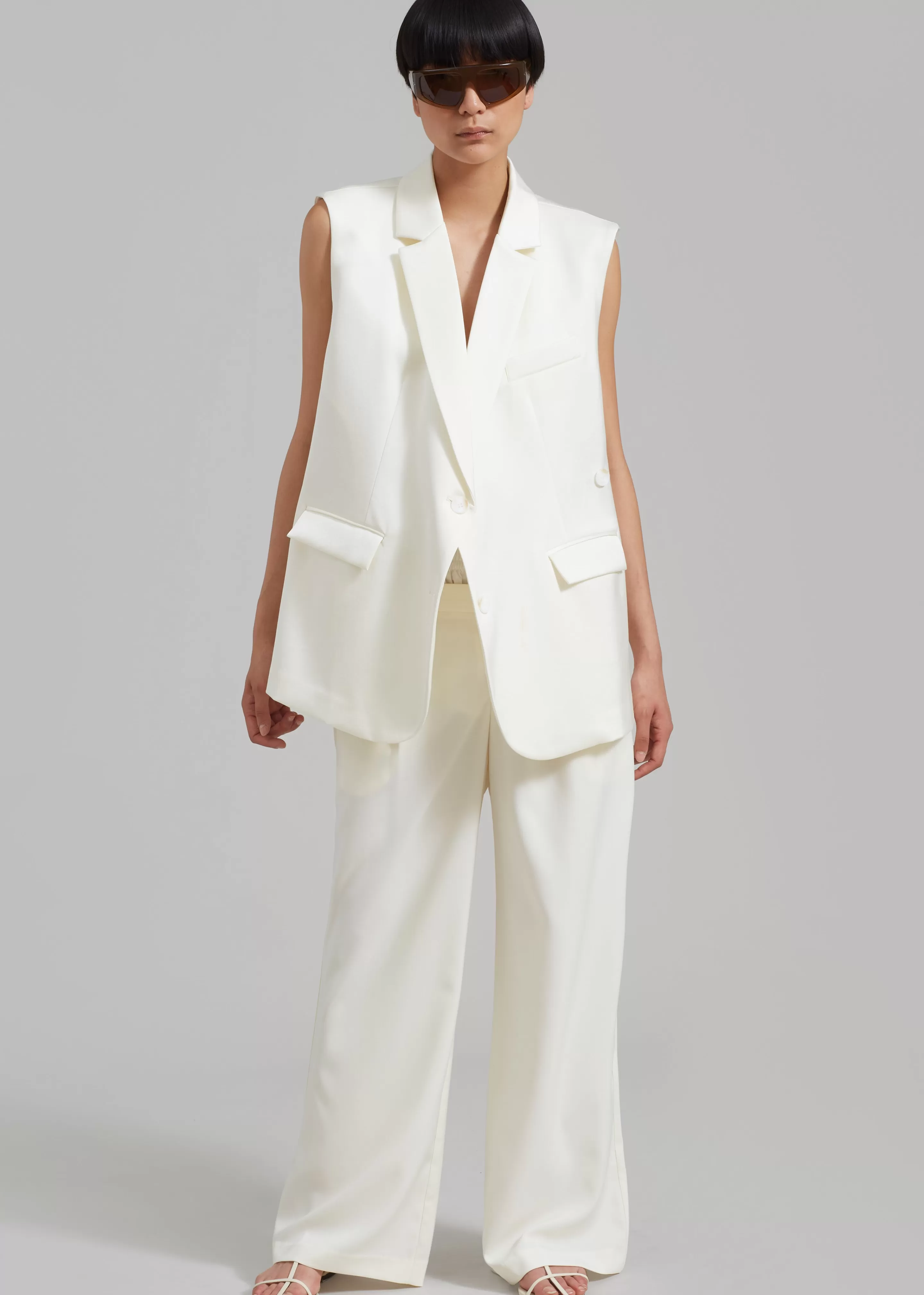 Outerwear | The Frankie Shop Everly Satin Vest Cream