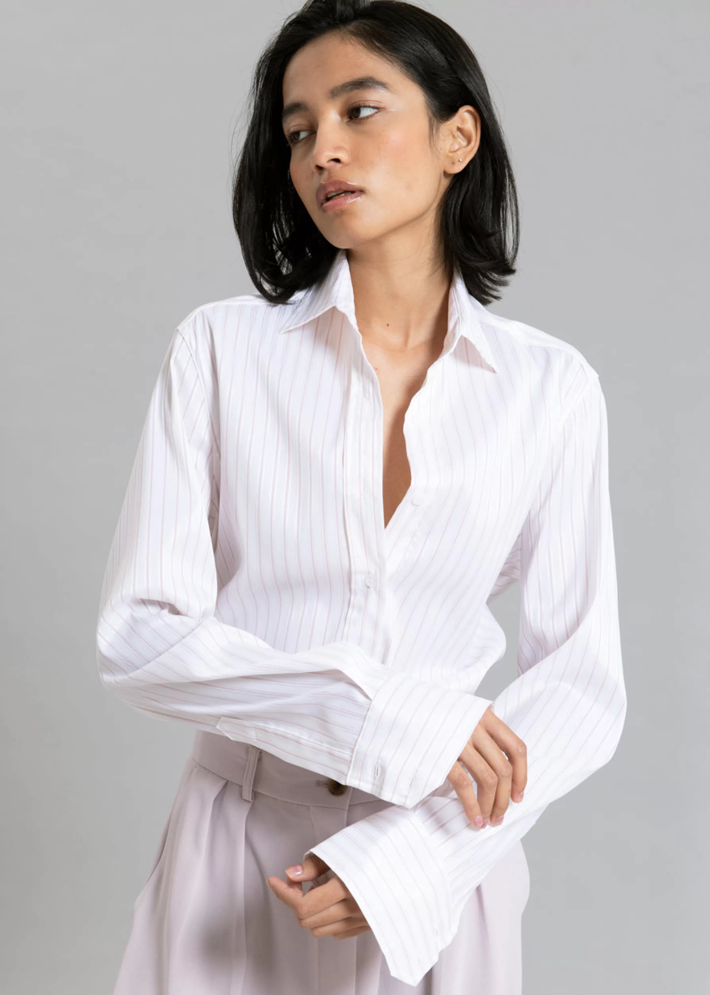 Tops | The Frankie Shop Flor Silky Shirt Pink Stripe