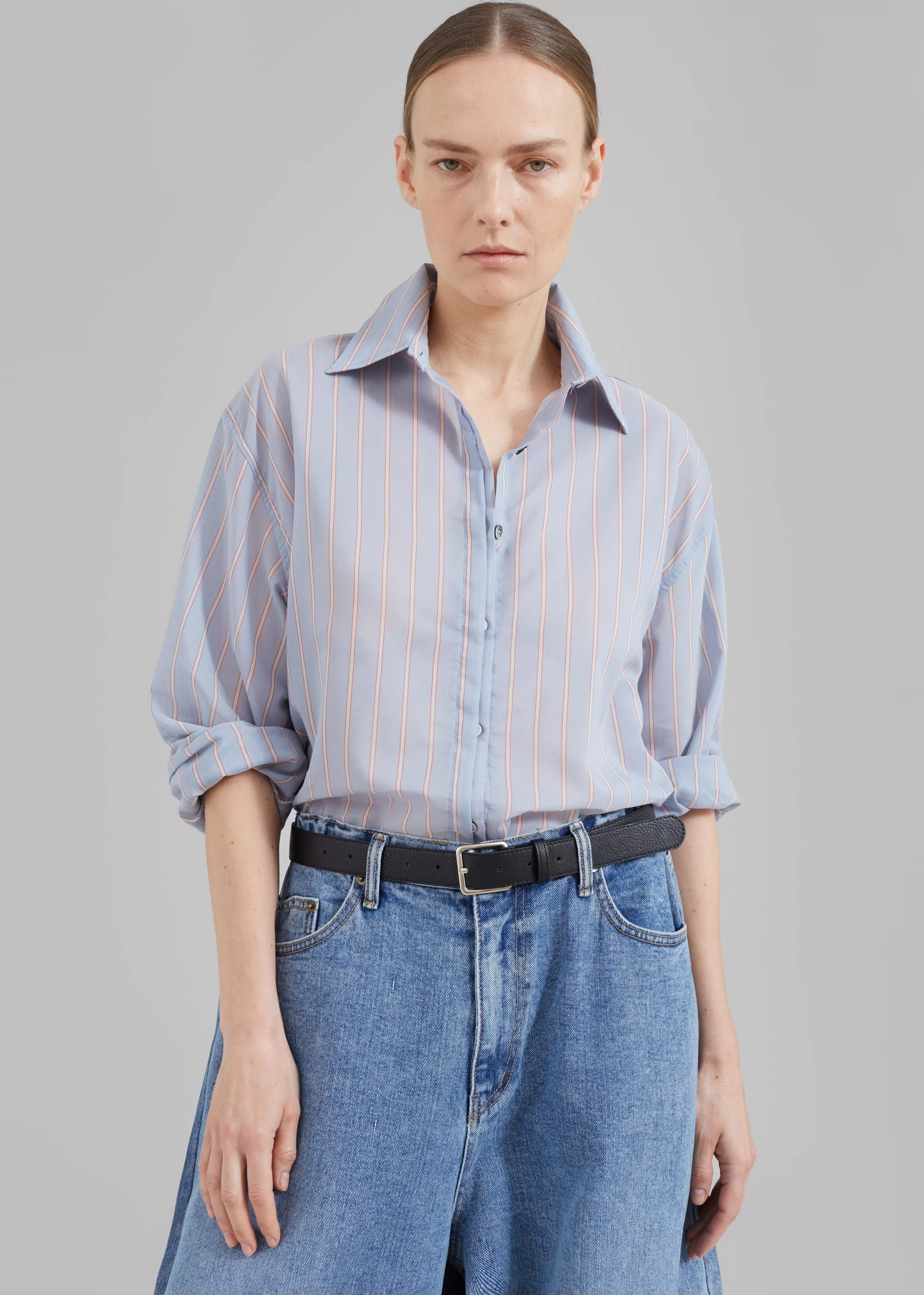 Tops | The Frankie Shop Florence Stripe Shirt Blue Combo