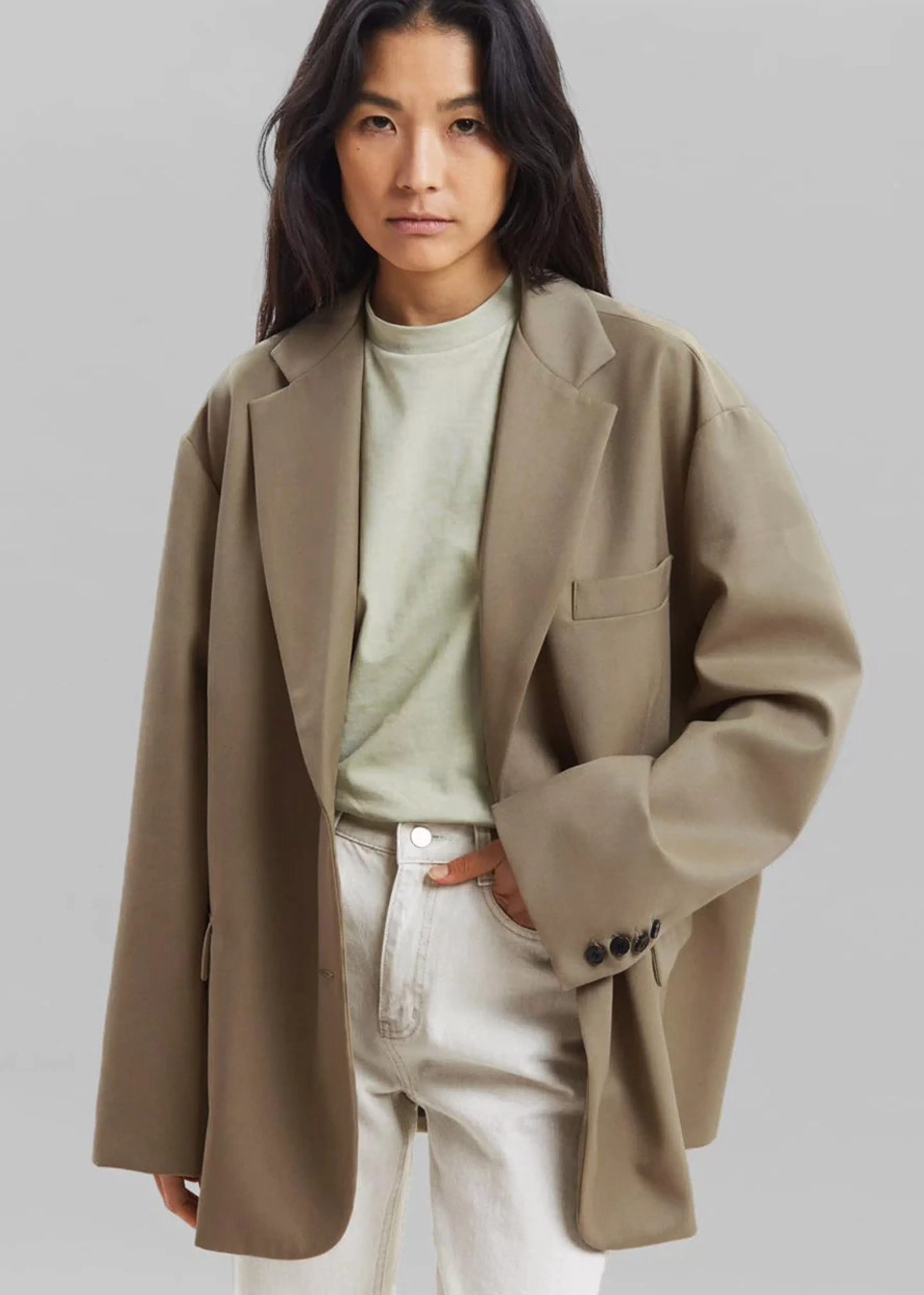 Outerwear | The Frankie Shop Frankie Oversized Boyfriend Blazer Desert Taupe