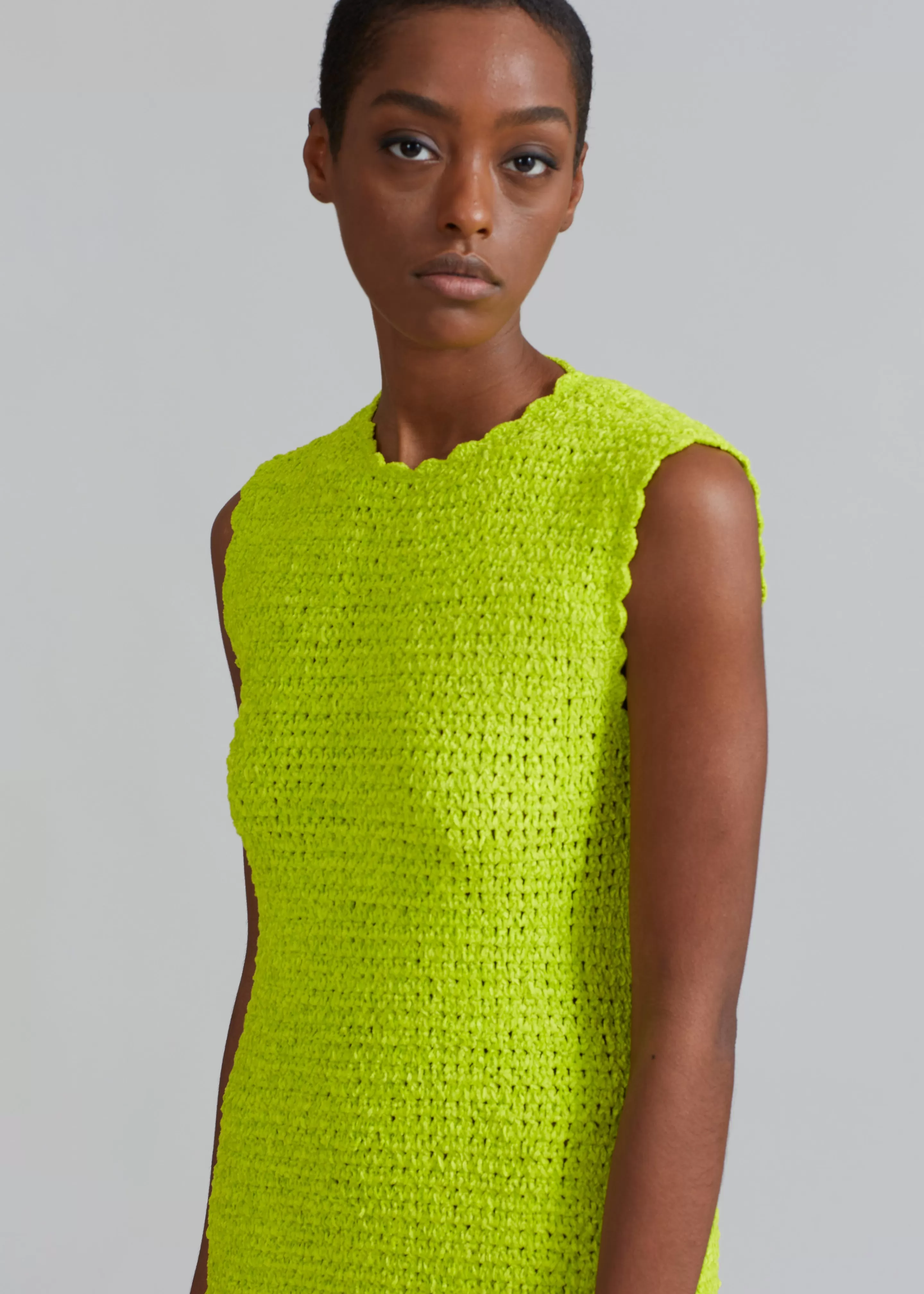 Dresses | The Frankie Shop Ganni Velvet Crochet Open Back Mini Dress Lime Punch