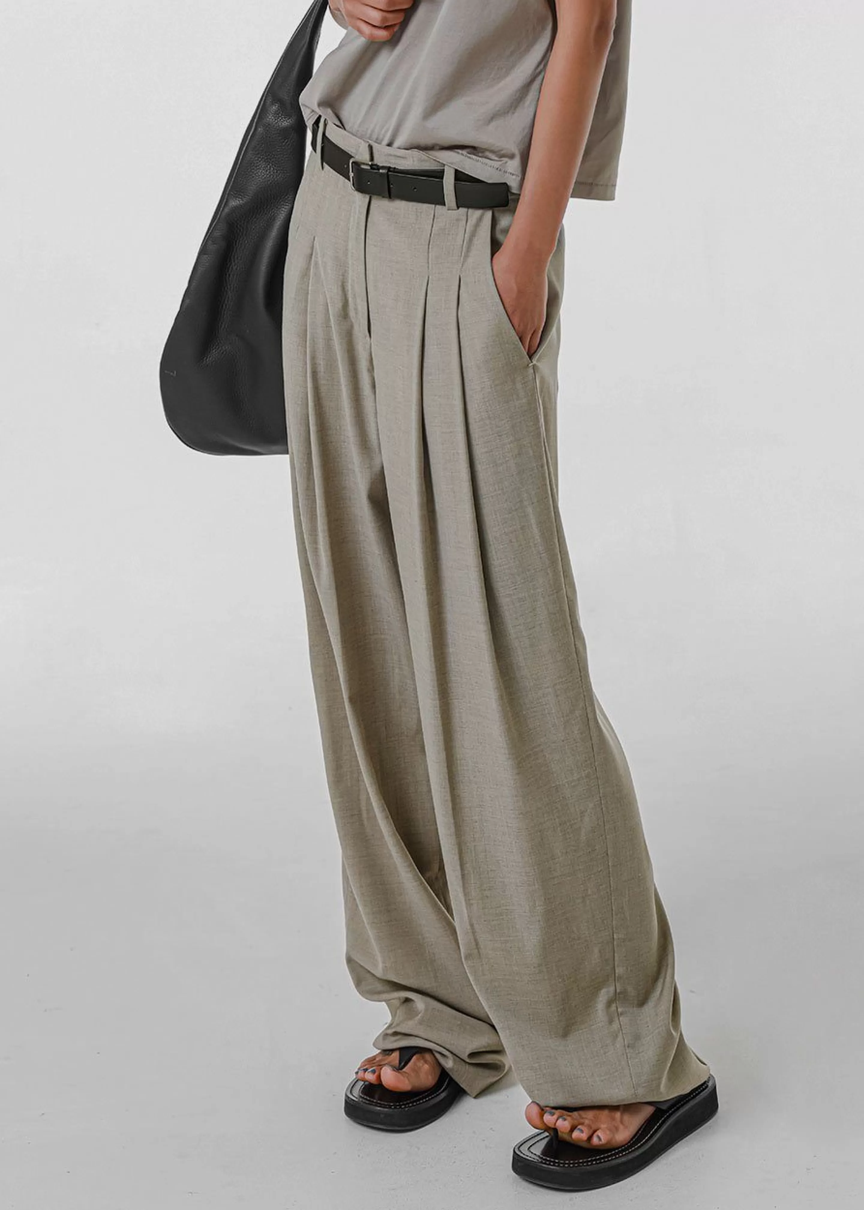 Bottoms | The Frankie Shop Gelso Pleated Trousers Light Taupe Melange