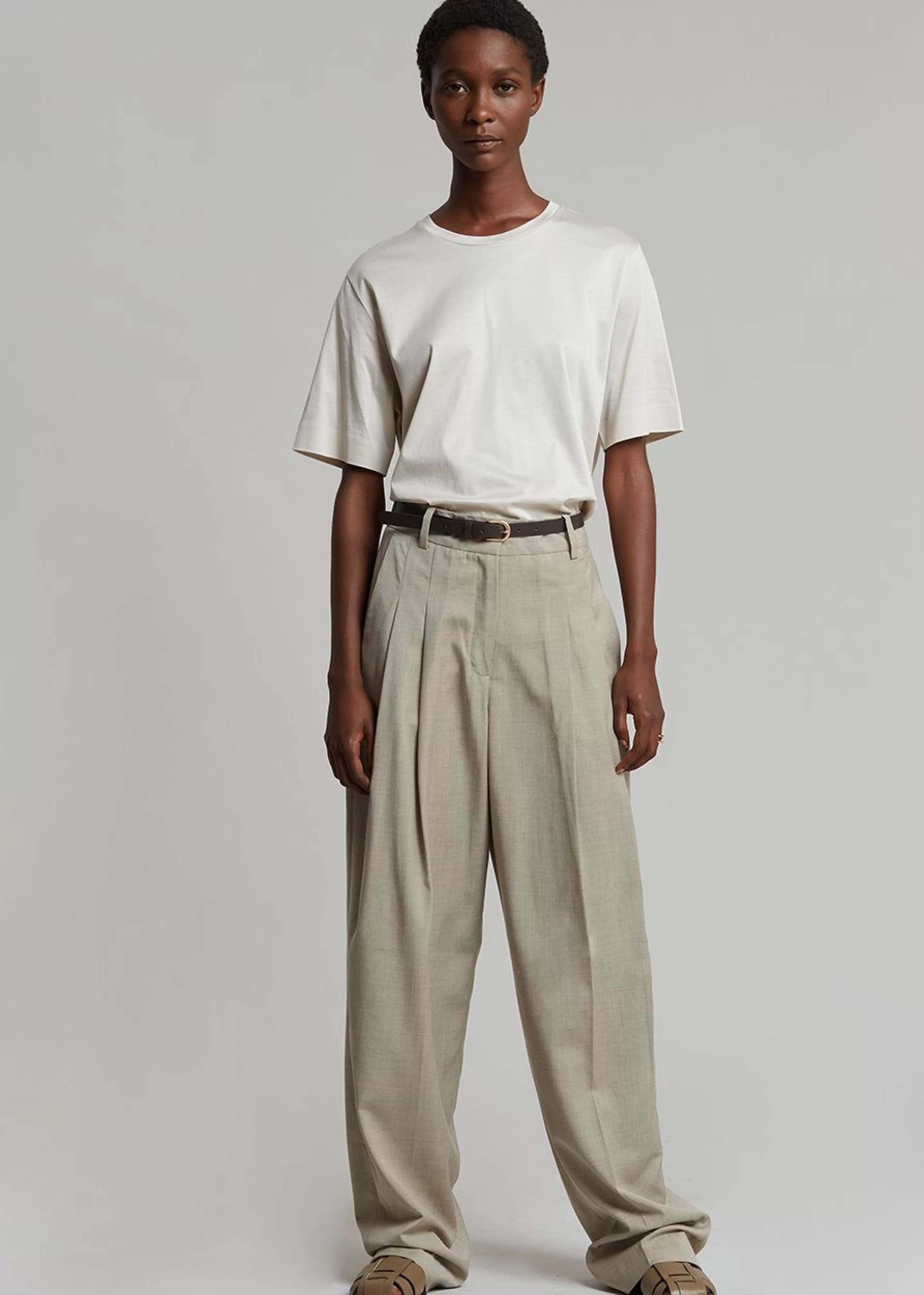 Bottoms | The Frankie Shop Gelso Pleated Trousers Light Taupe Melange