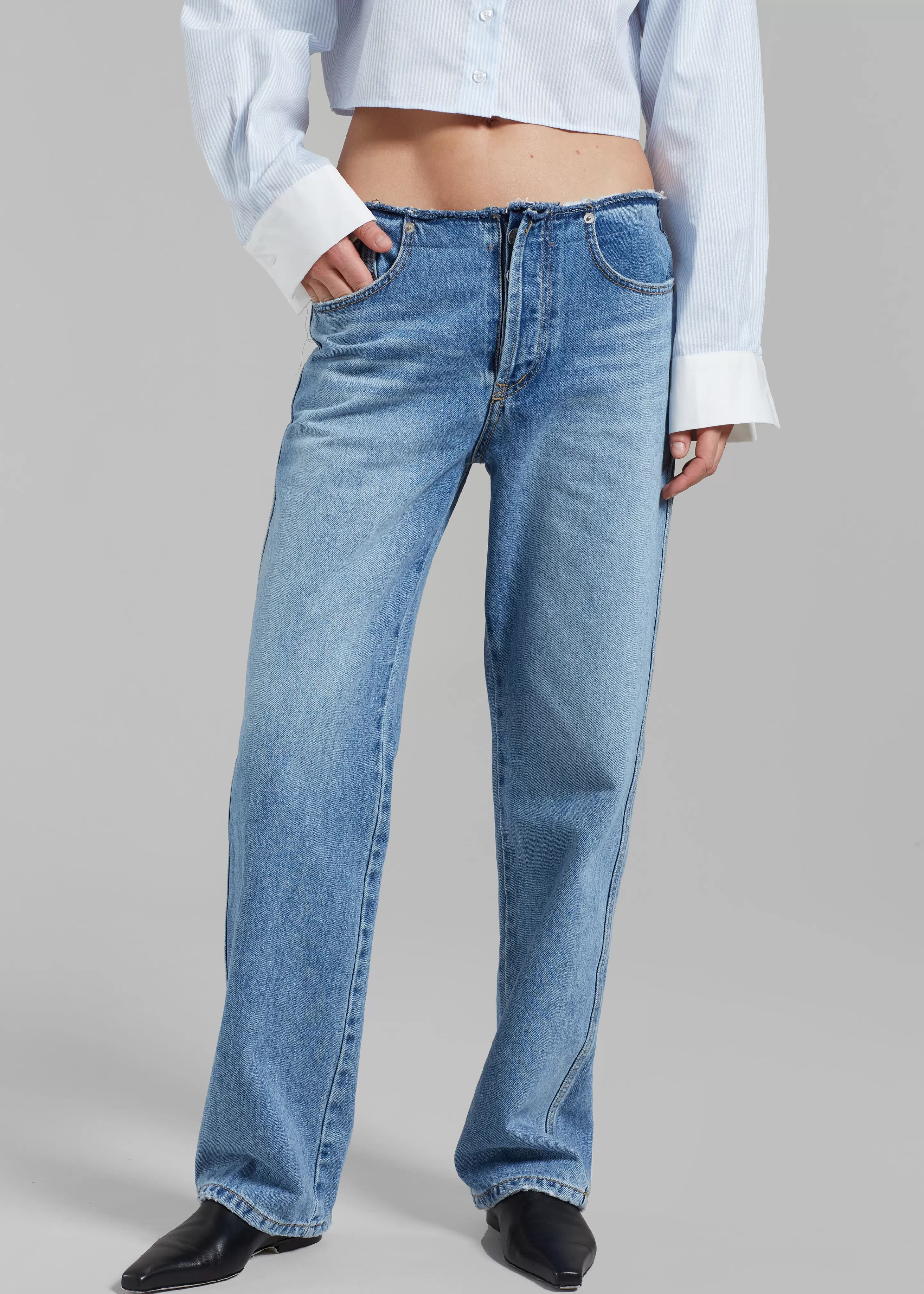 Bottoms | The Frankie Shop Genesis Raw Waist Jeans Worn Wash