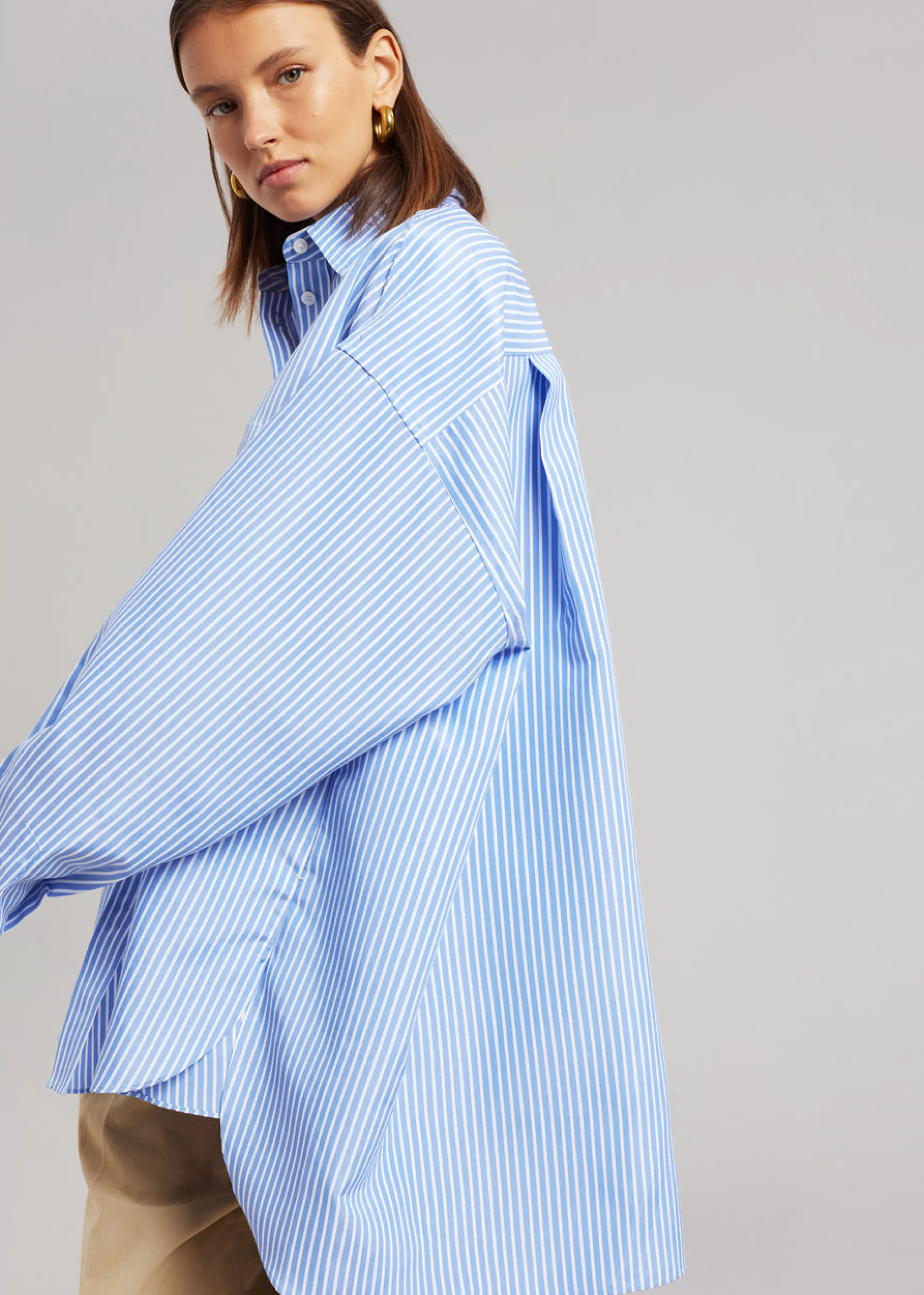 Tops | The Frankie Shop Georgia Stripe Shirt White/Light Blue