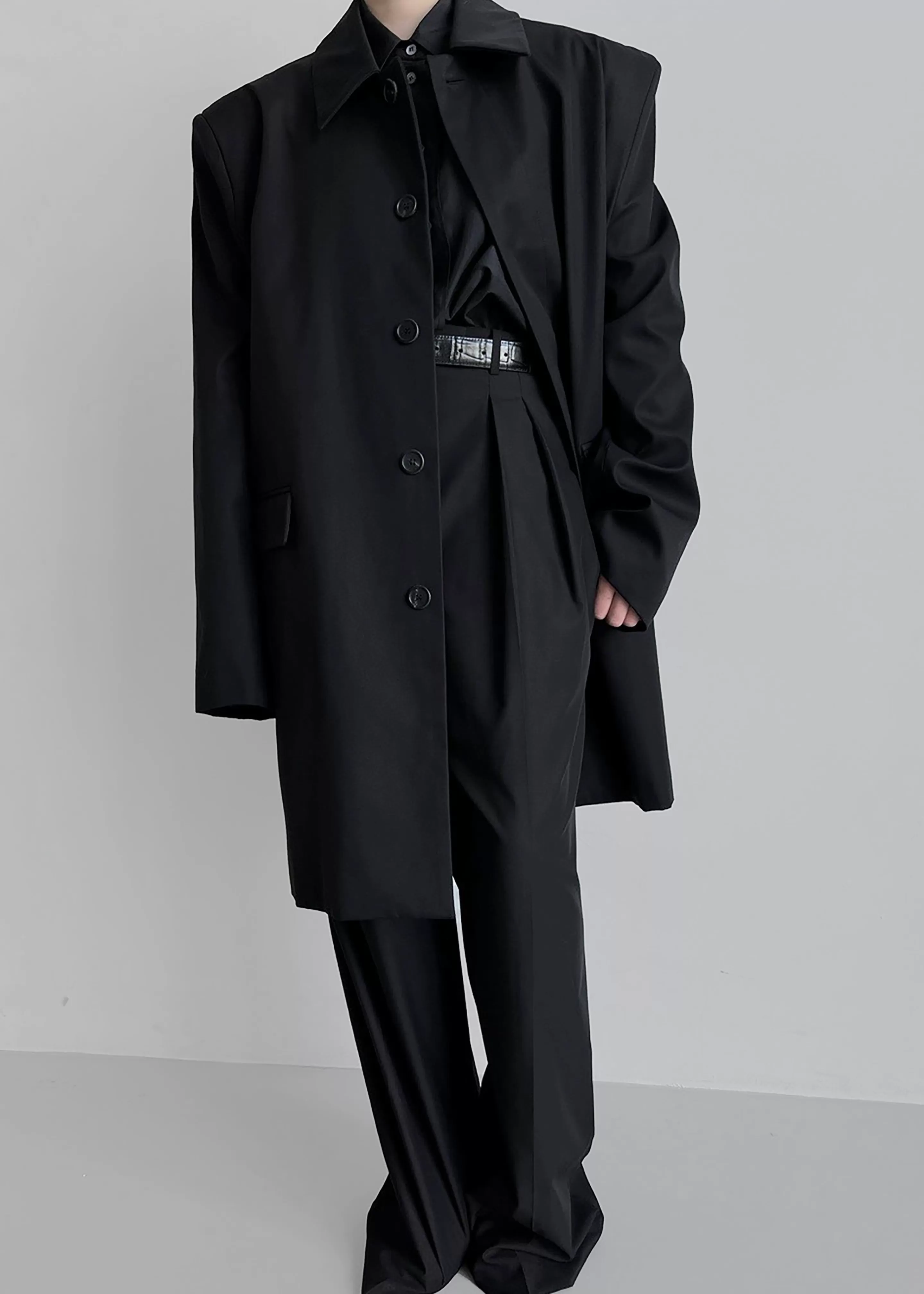 Outerwear | The Frankie Shop Ghent Padded Shoulder Trench Black