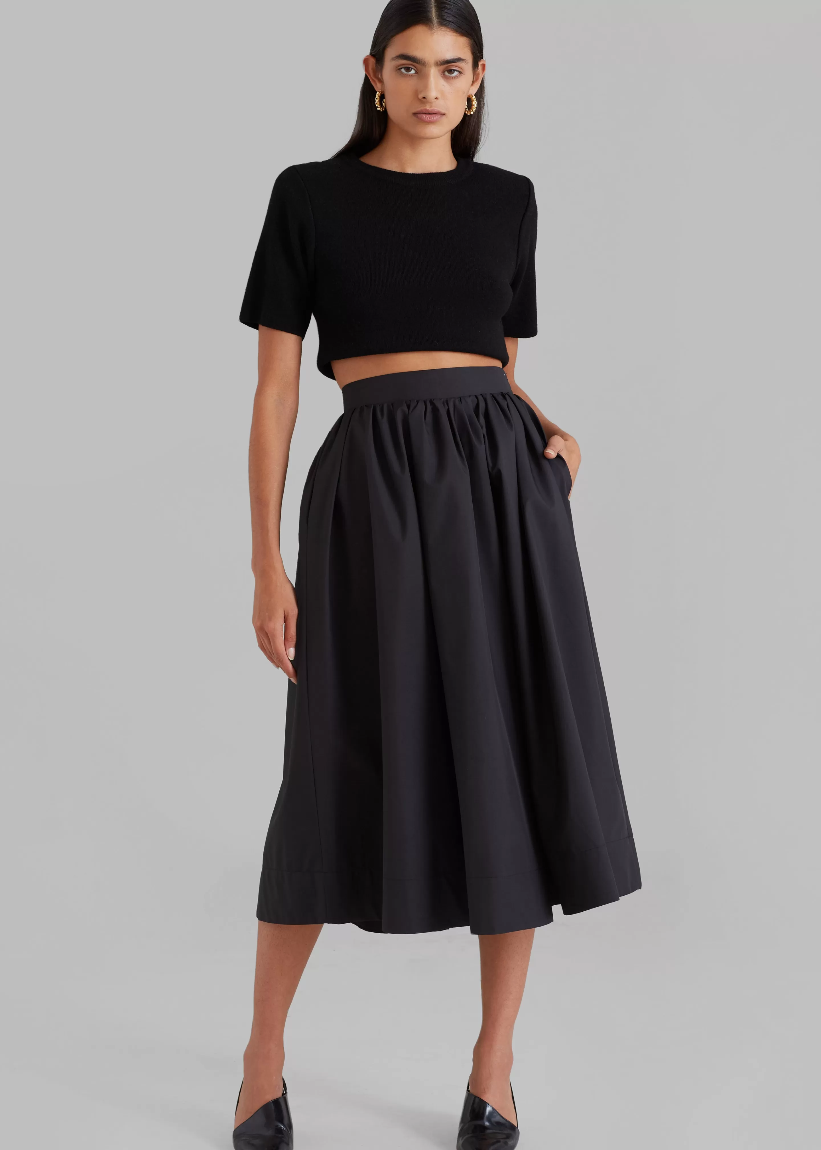 Bottoms | The Frankie Shop Grace Pleated Midi Skirt Black