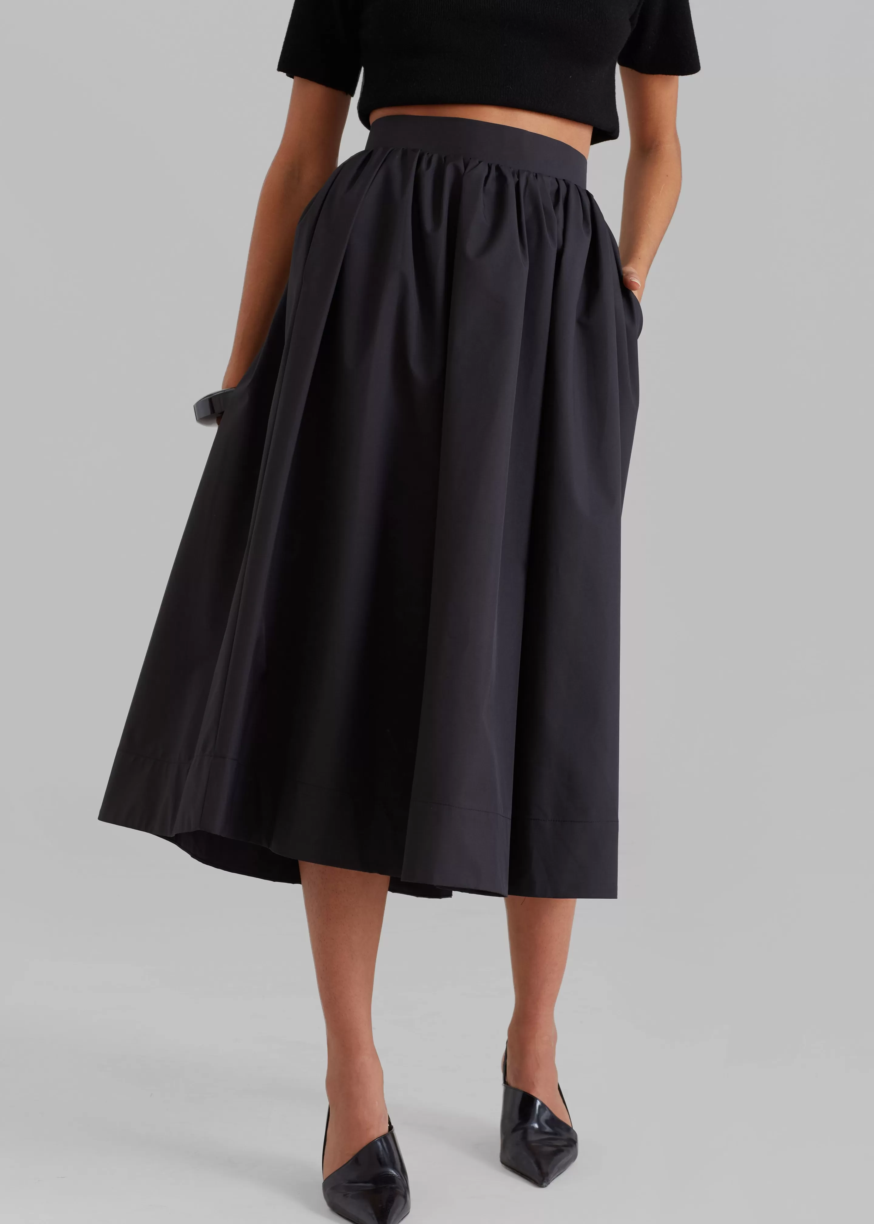 Bottoms | The Frankie Shop Grace Pleated Midi Skirt Black