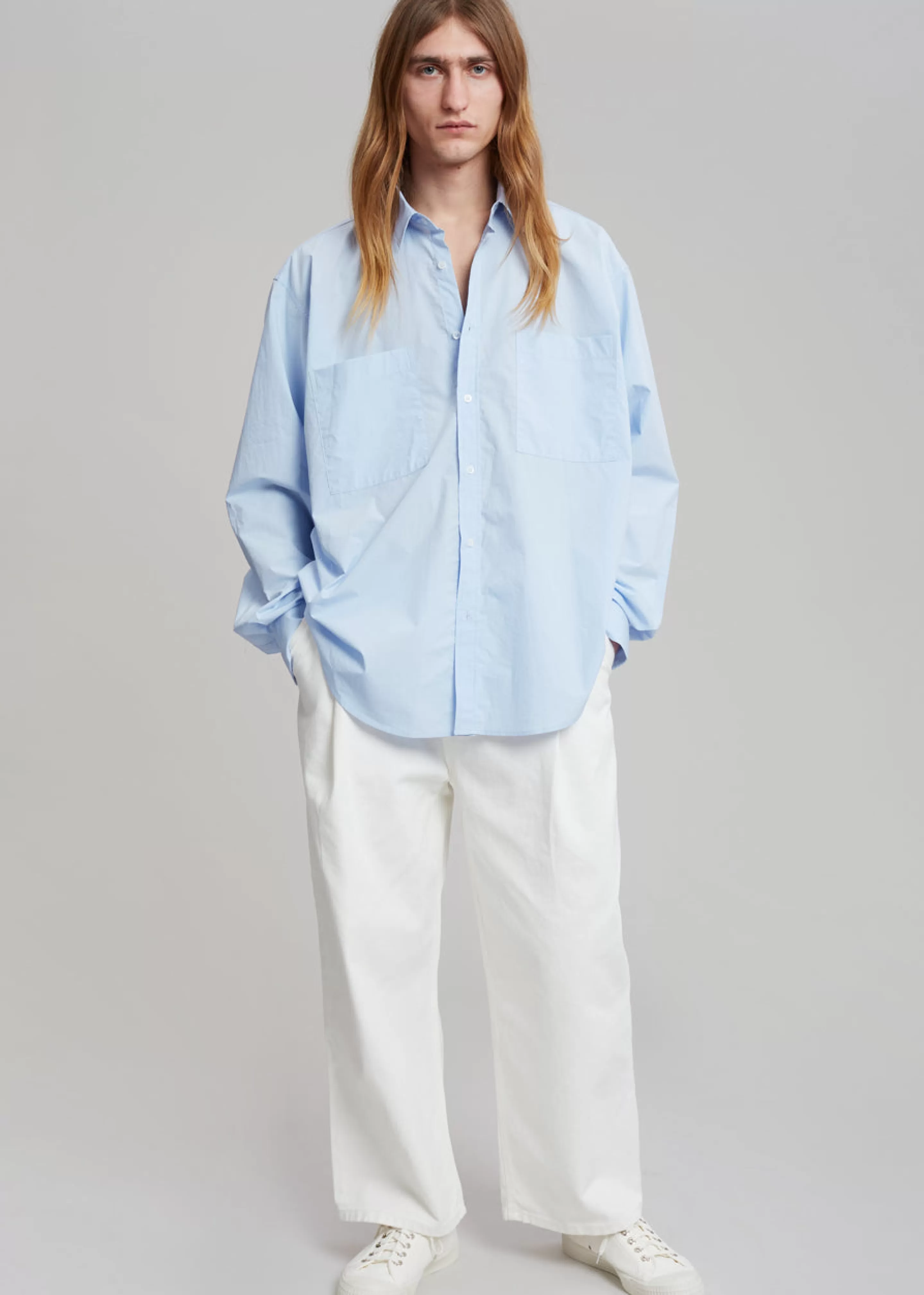 Tops | The Frankie Shop Gus Oversized Shirt Sky