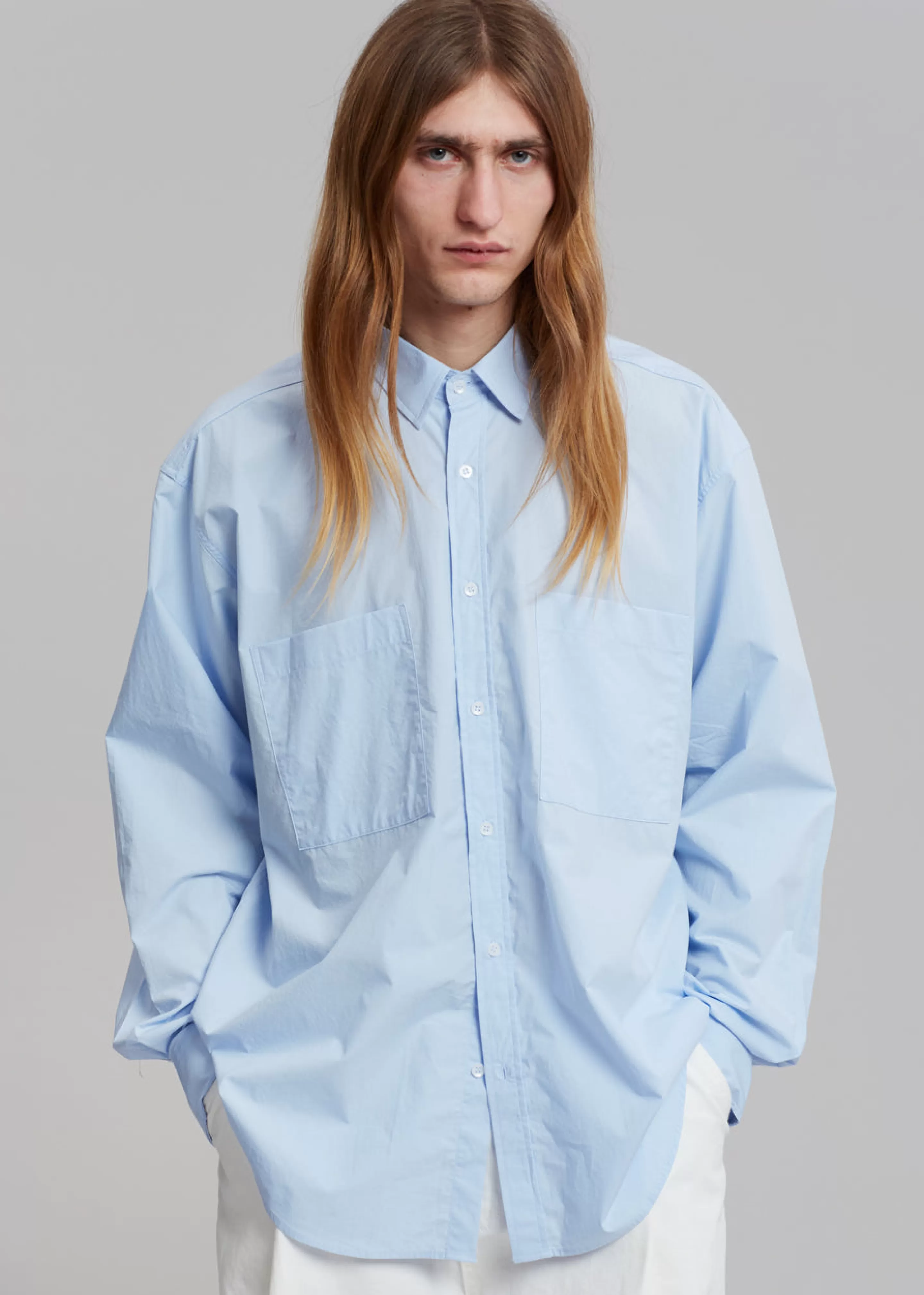 Tops | The Frankie Shop Gus Oversized Shirt Sky