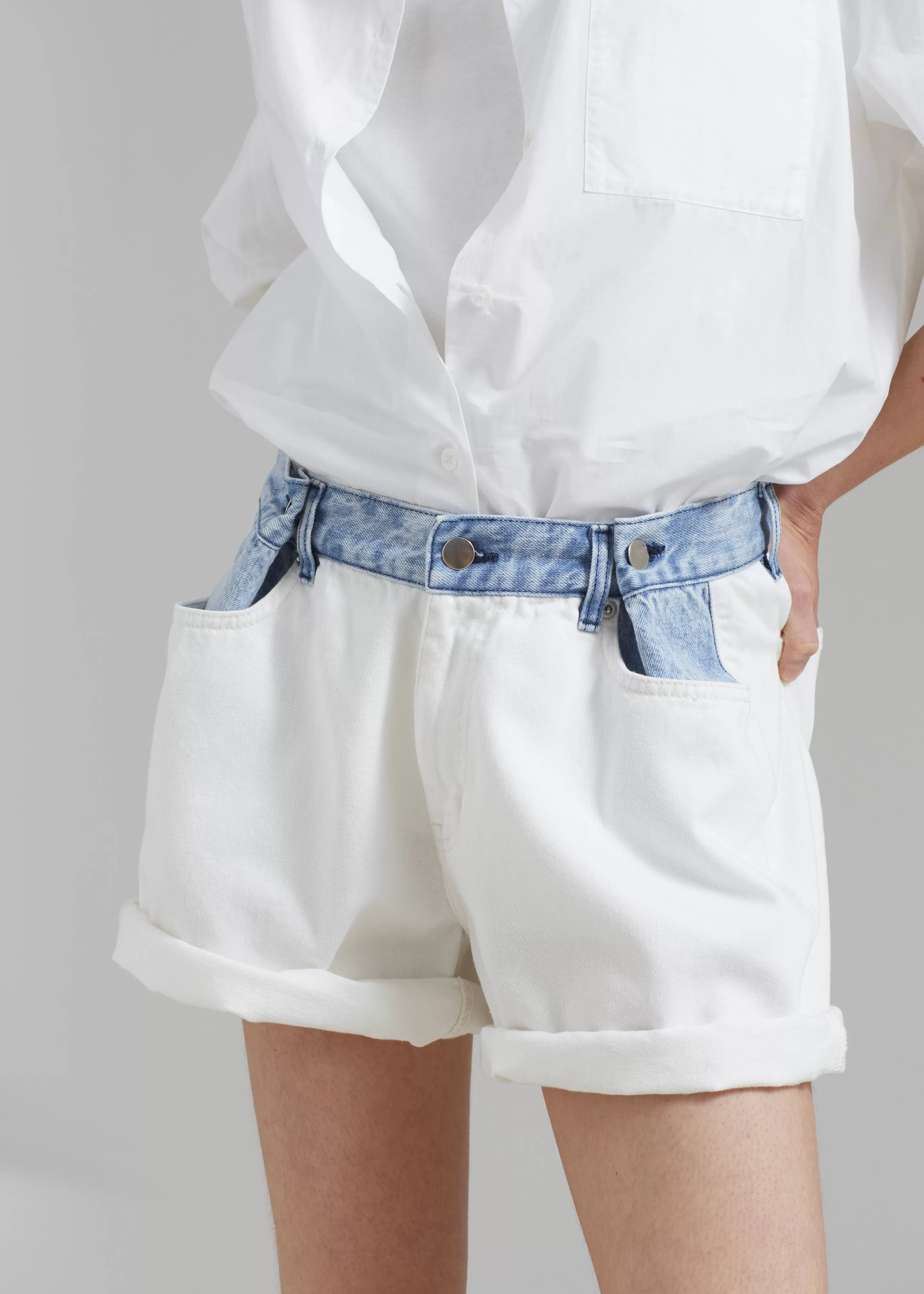 Bottoms | The Frankie Shop Hayla Contrast Denim Shorts Off White