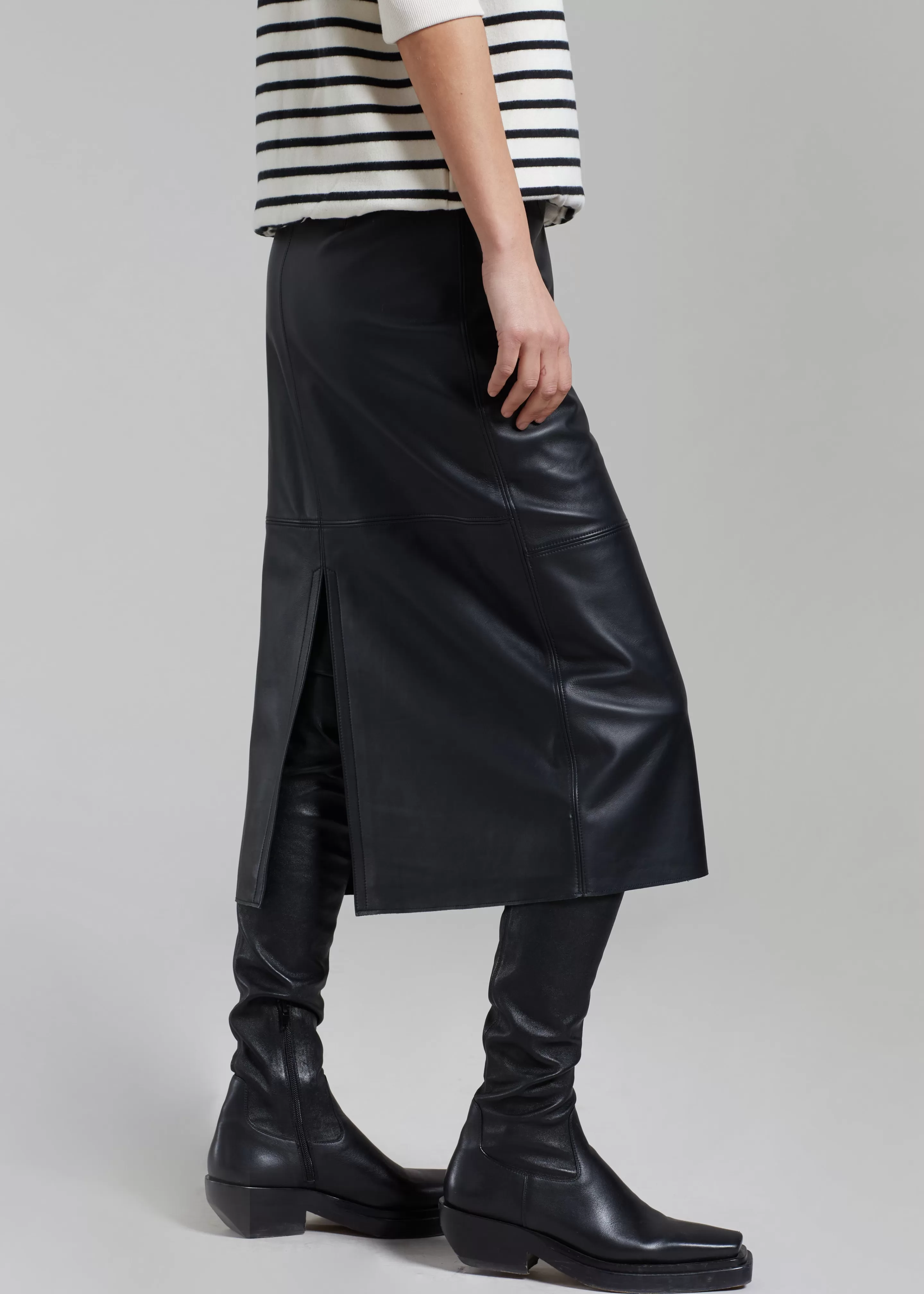 Bottoms | The Frankie Shop Heather Leather Pencil Skirt Black