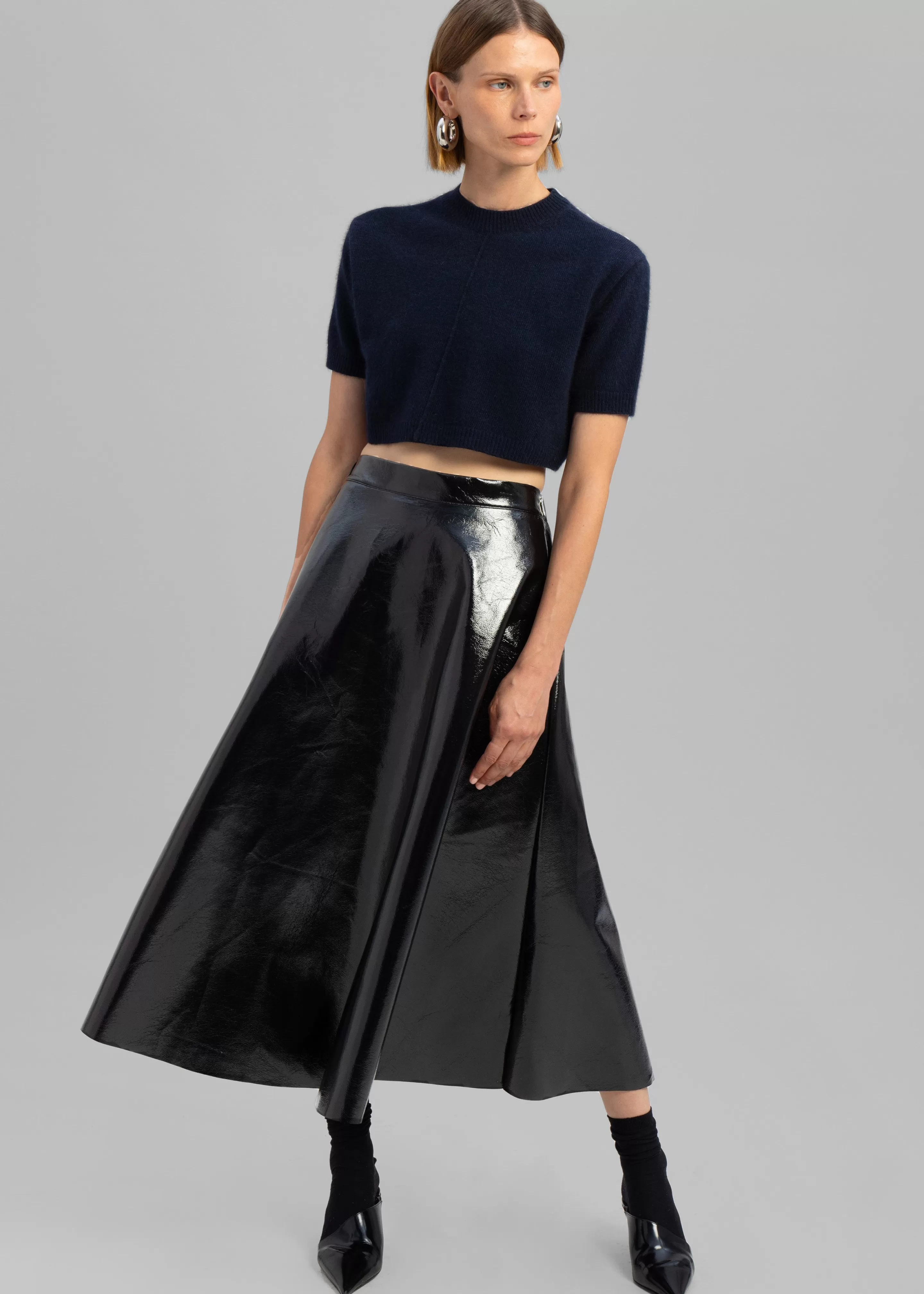 Bottoms | The Frankie Shop Hilma Vinyl Midi Skirt Black