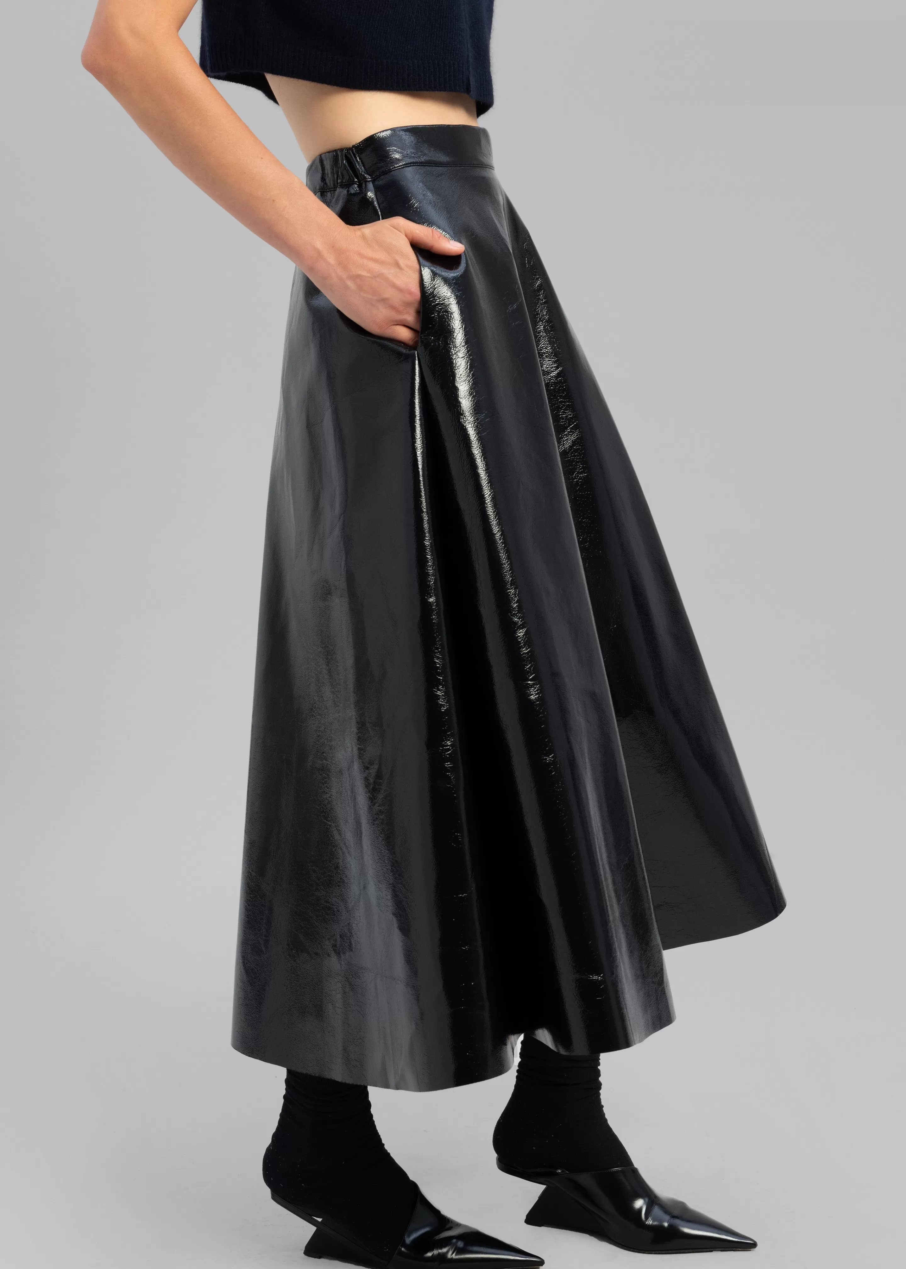 Bottoms | The Frankie Shop Hilma Vinyl Midi Skirt Black