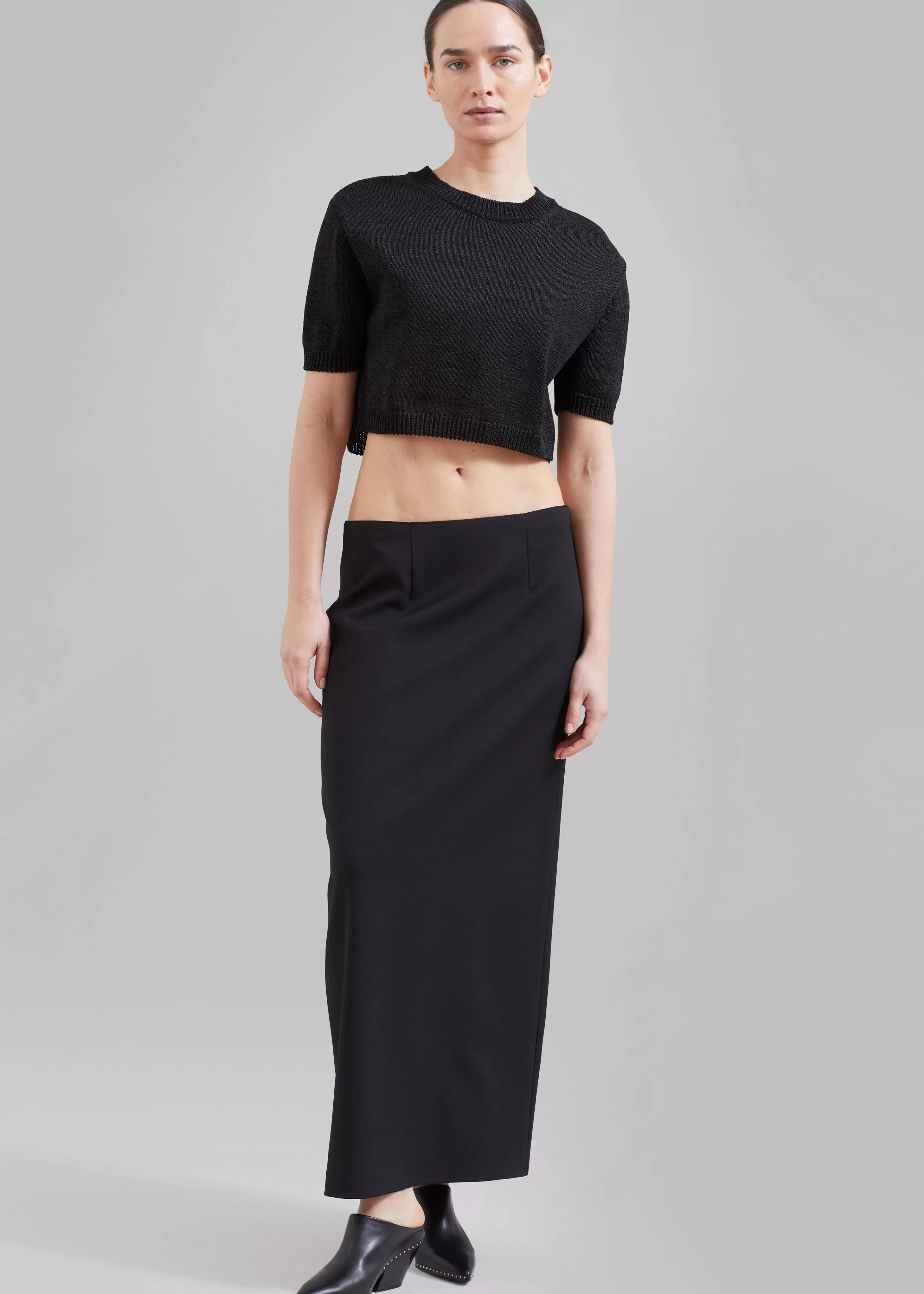 Knitwear | The Frankie Shop Holly Cropped Knit Top Black