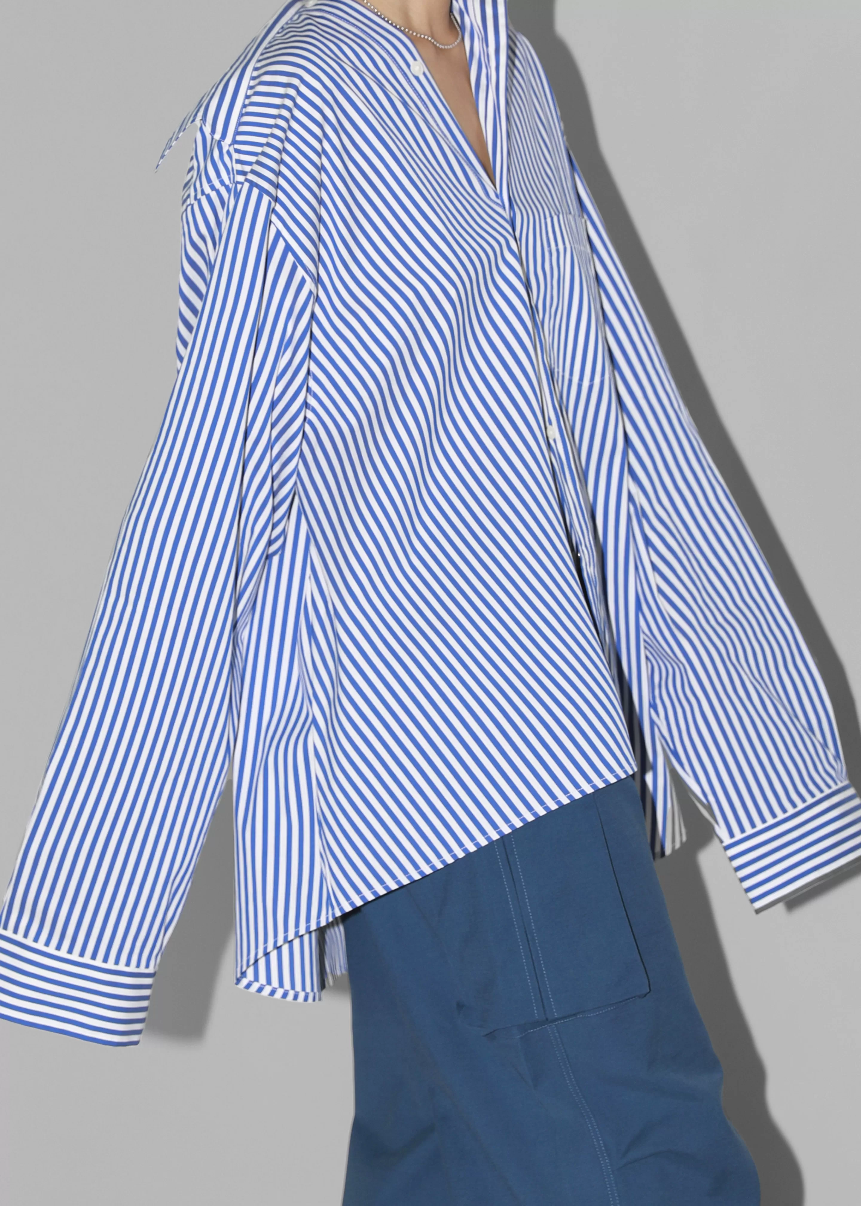 Tops | The Frankie Shop Ida Pocket Shirt Blue Stripe