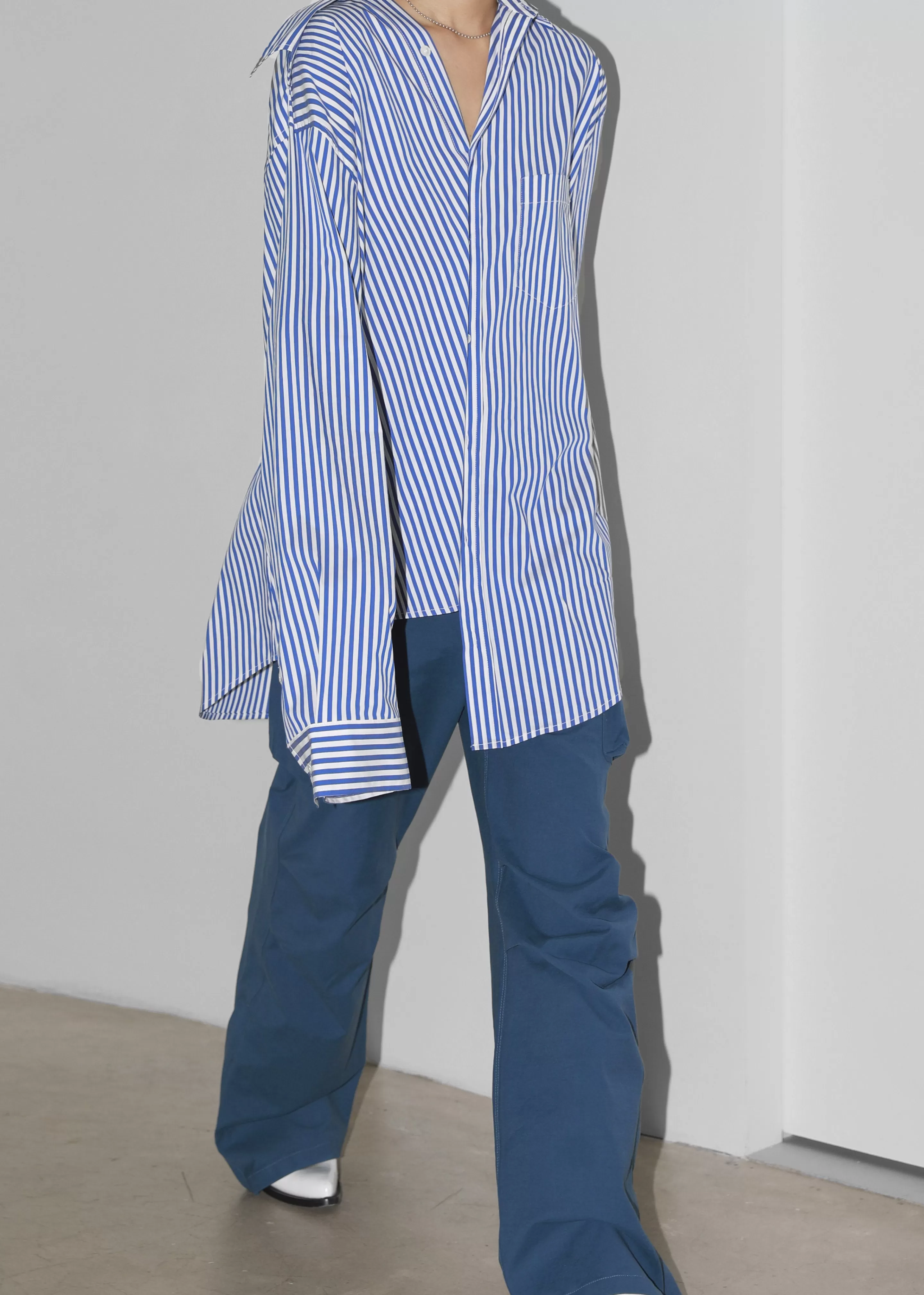 Tops | The Frankie Shop Ida Pocket Shirt Blue Stripe