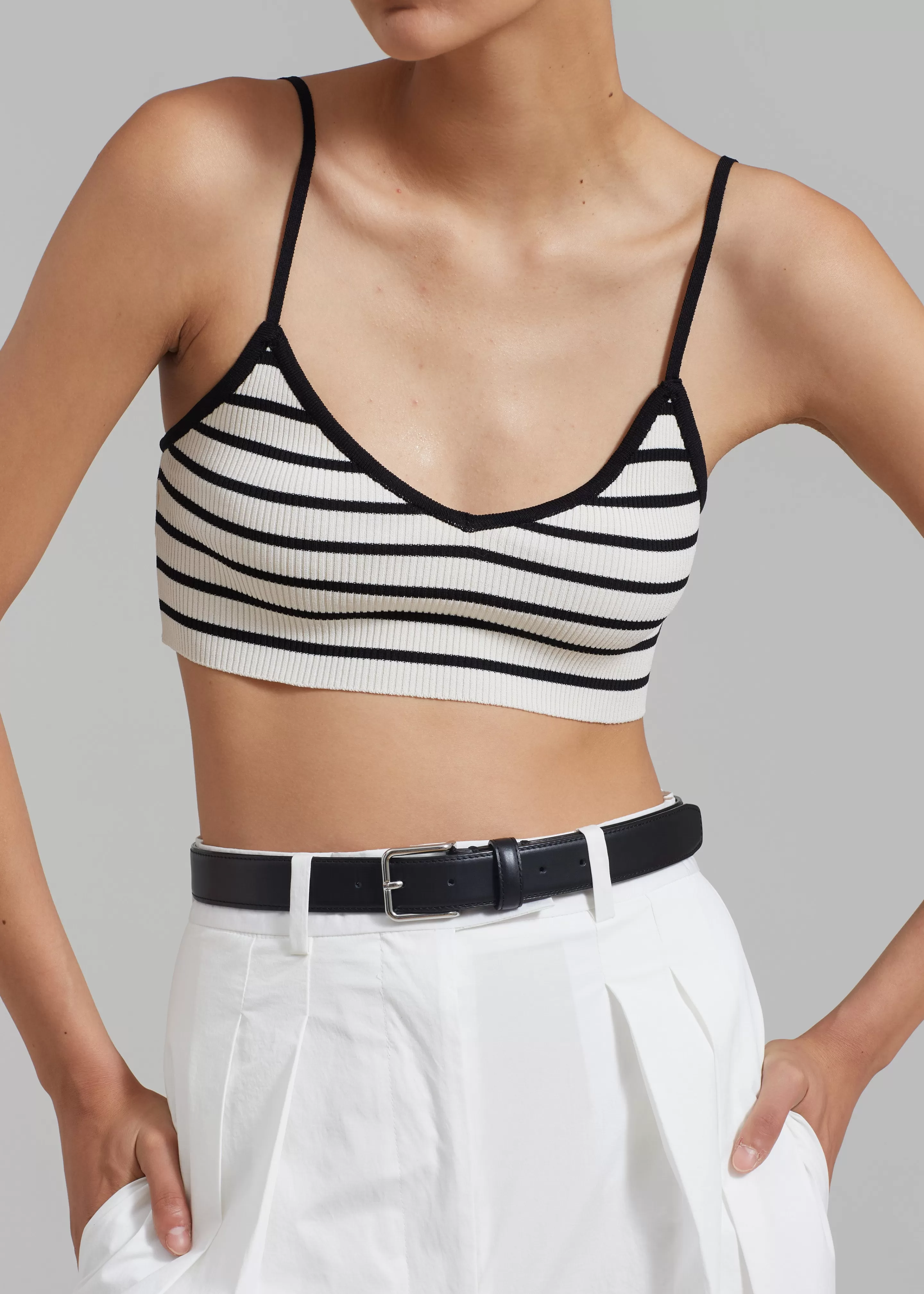 Tops | The Frankie Shop Jade Knit Bralette Black Stripe