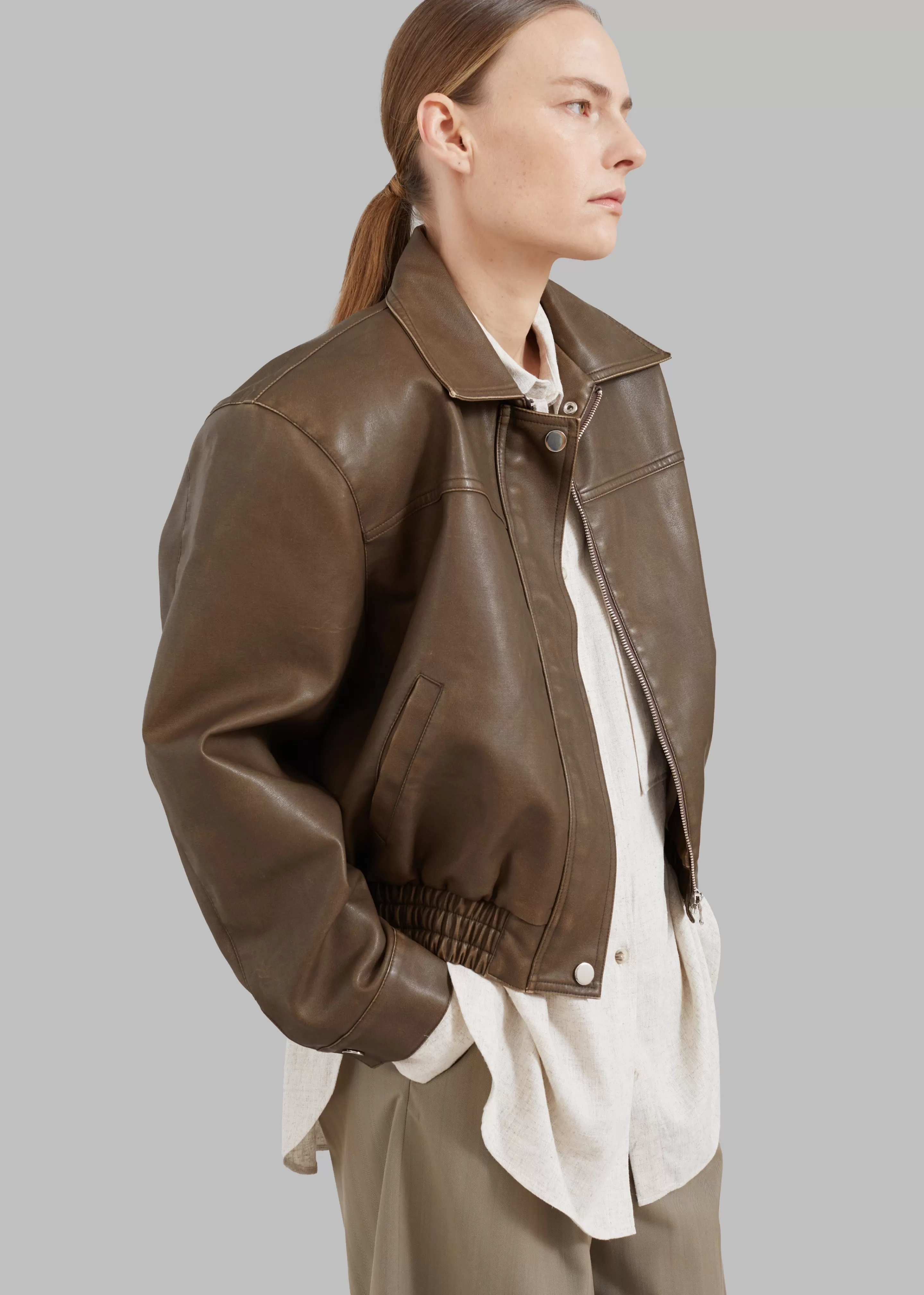 Outerwear | The Frankie Shop Jaden Faux Leather Bomber Brown