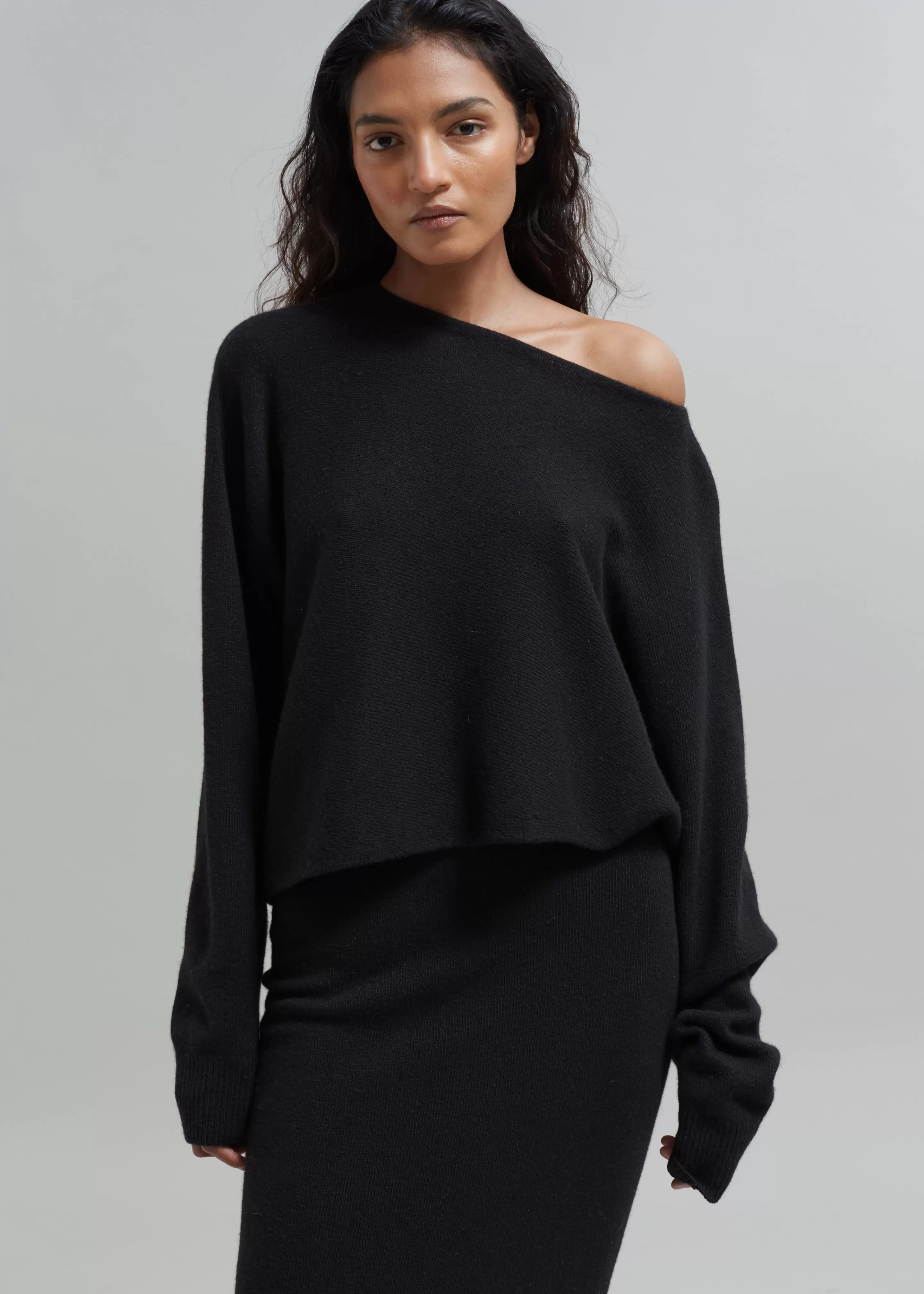 Knitwear | The Frankie Shop Jainy Asymmetric Knit Top Black