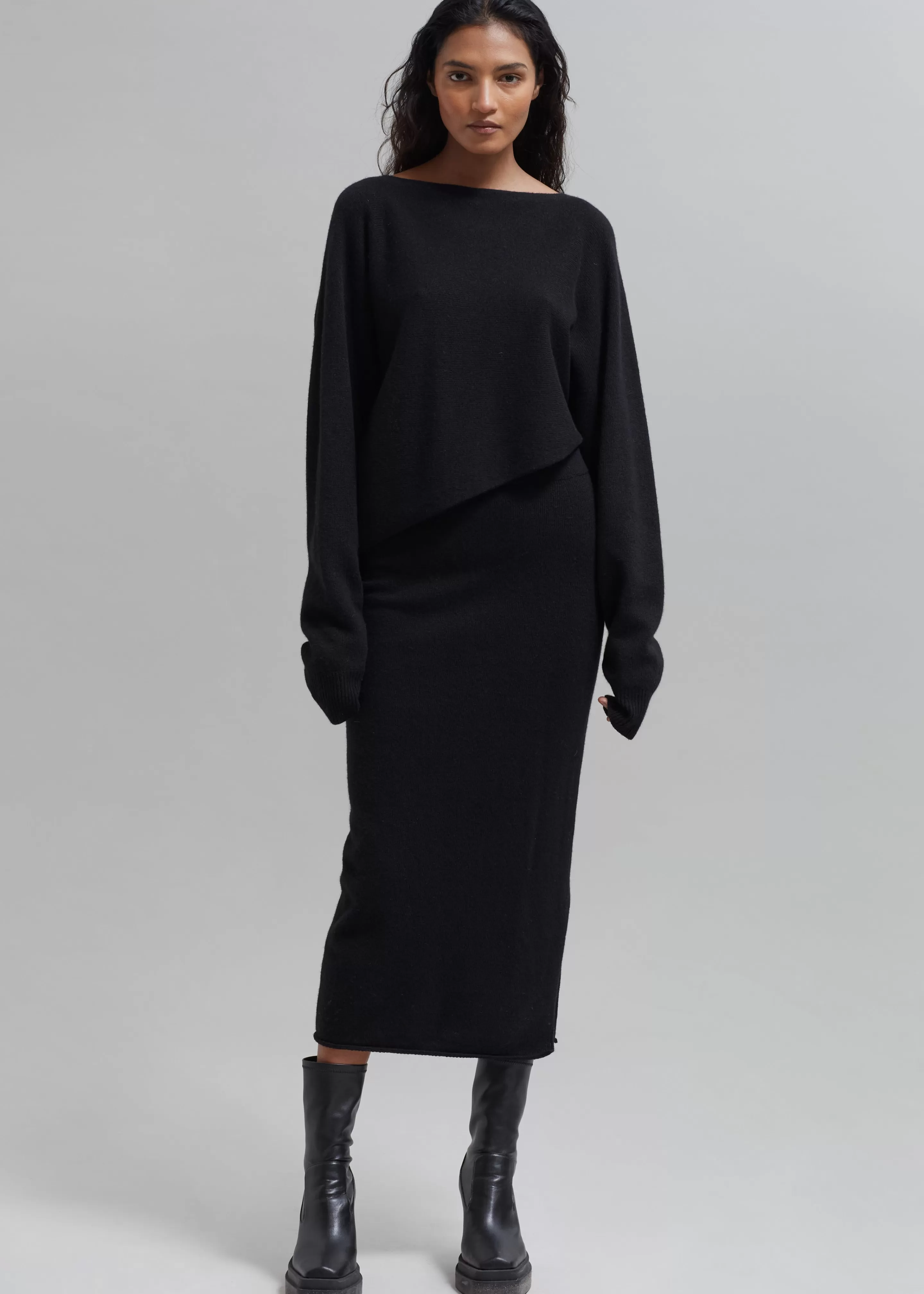 Knitwear | The Frankie Shop Jainy Asymmetric Knit Top Black