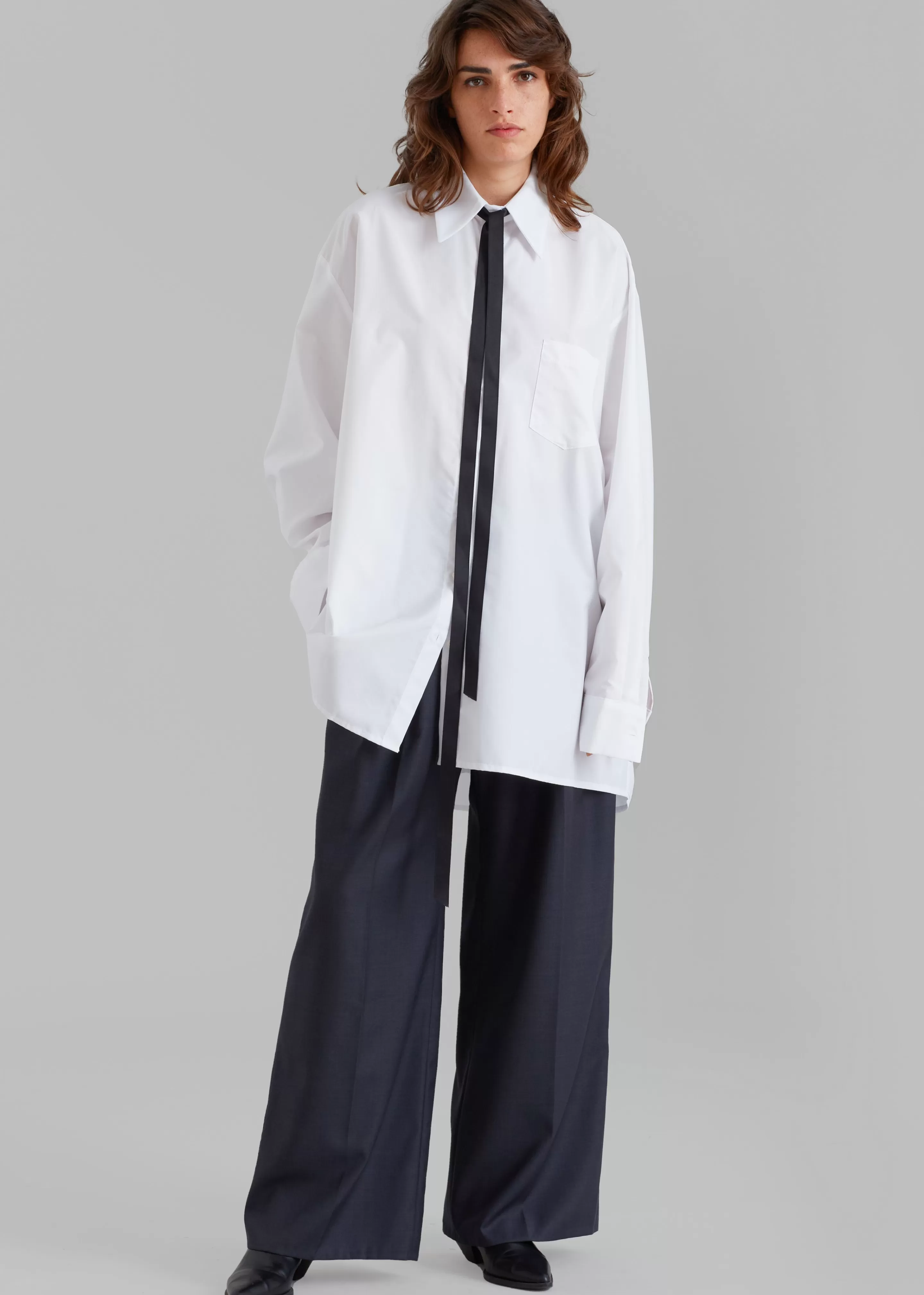 Tops | The Frankie Shop Jany Tie-Neck Shirt White