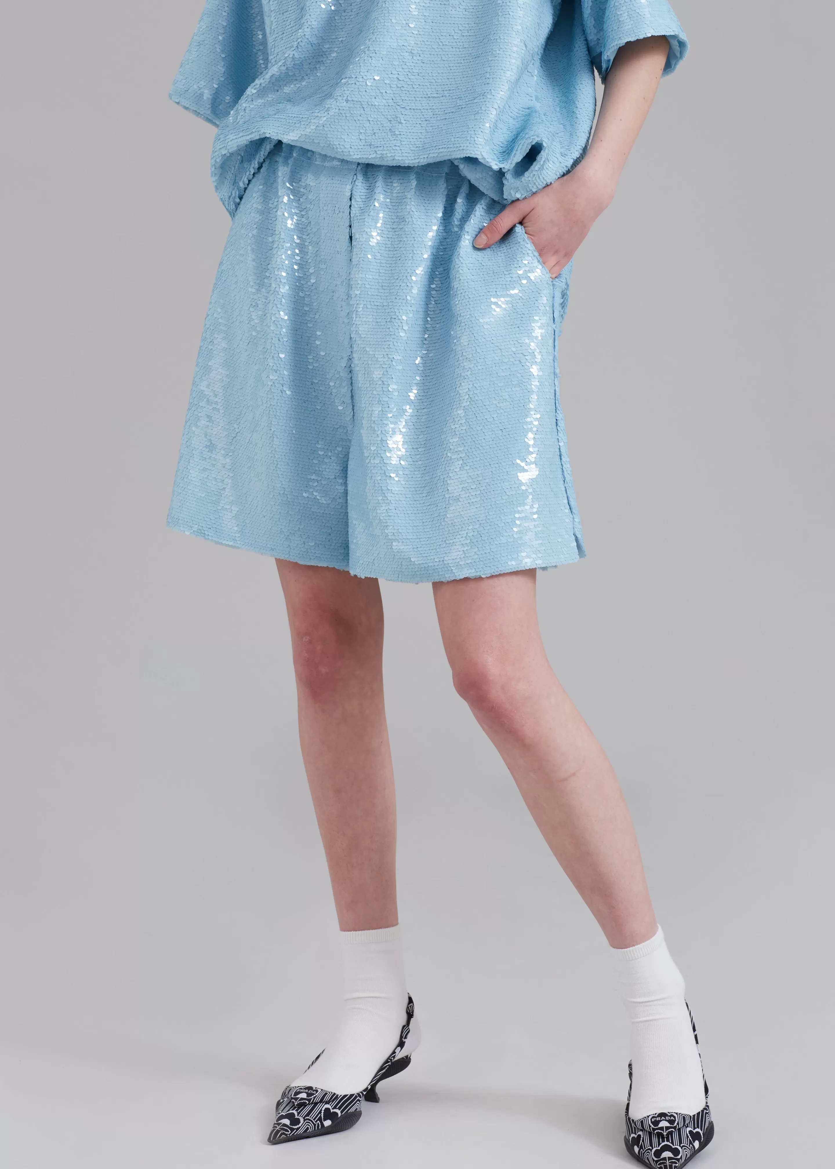 Bottoms | The Frankie Shop Jazz Sequins Boxer Shorts Sky