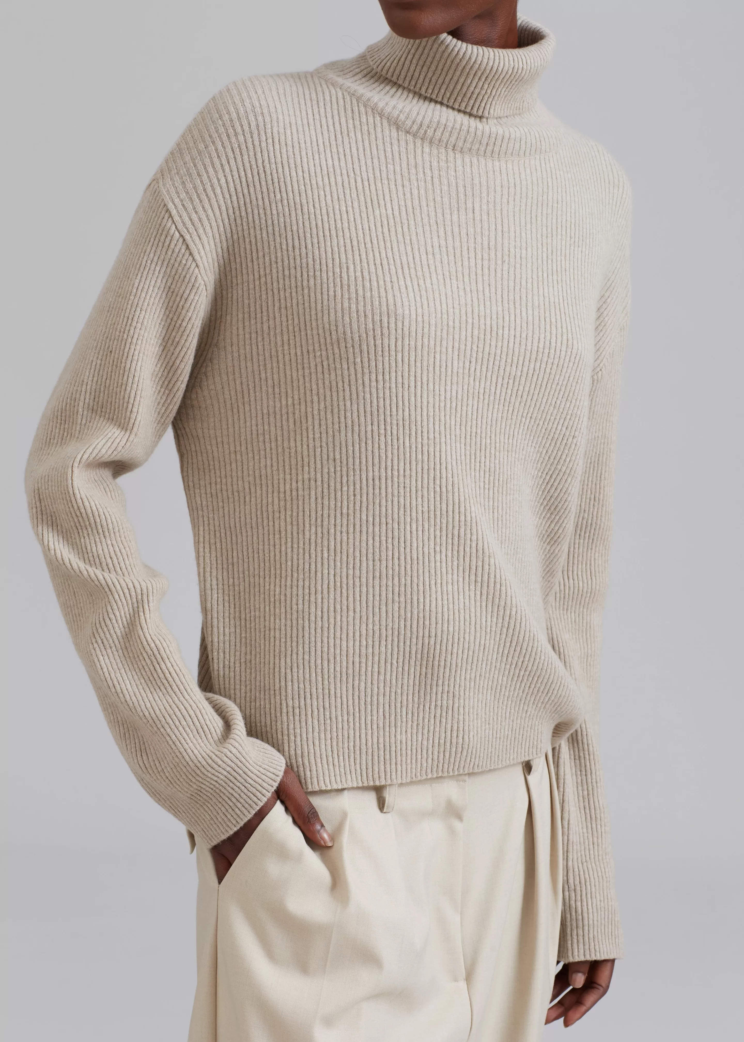 Knitwear | The Frankie Shop Jensen Turtleneck Sweater Taupe