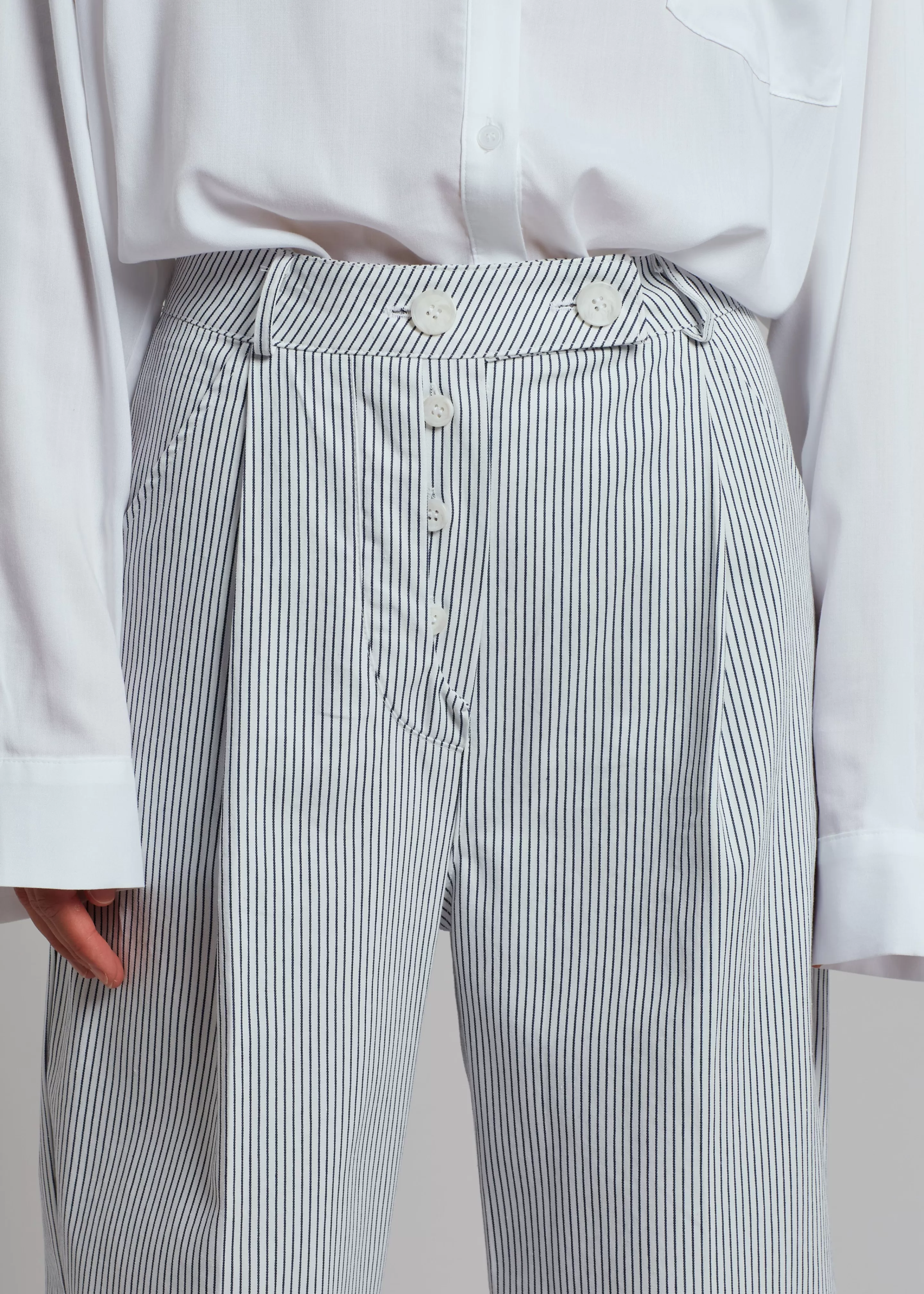 Bottoms | The Frankie Shop Jess Wide Pants White Stripe