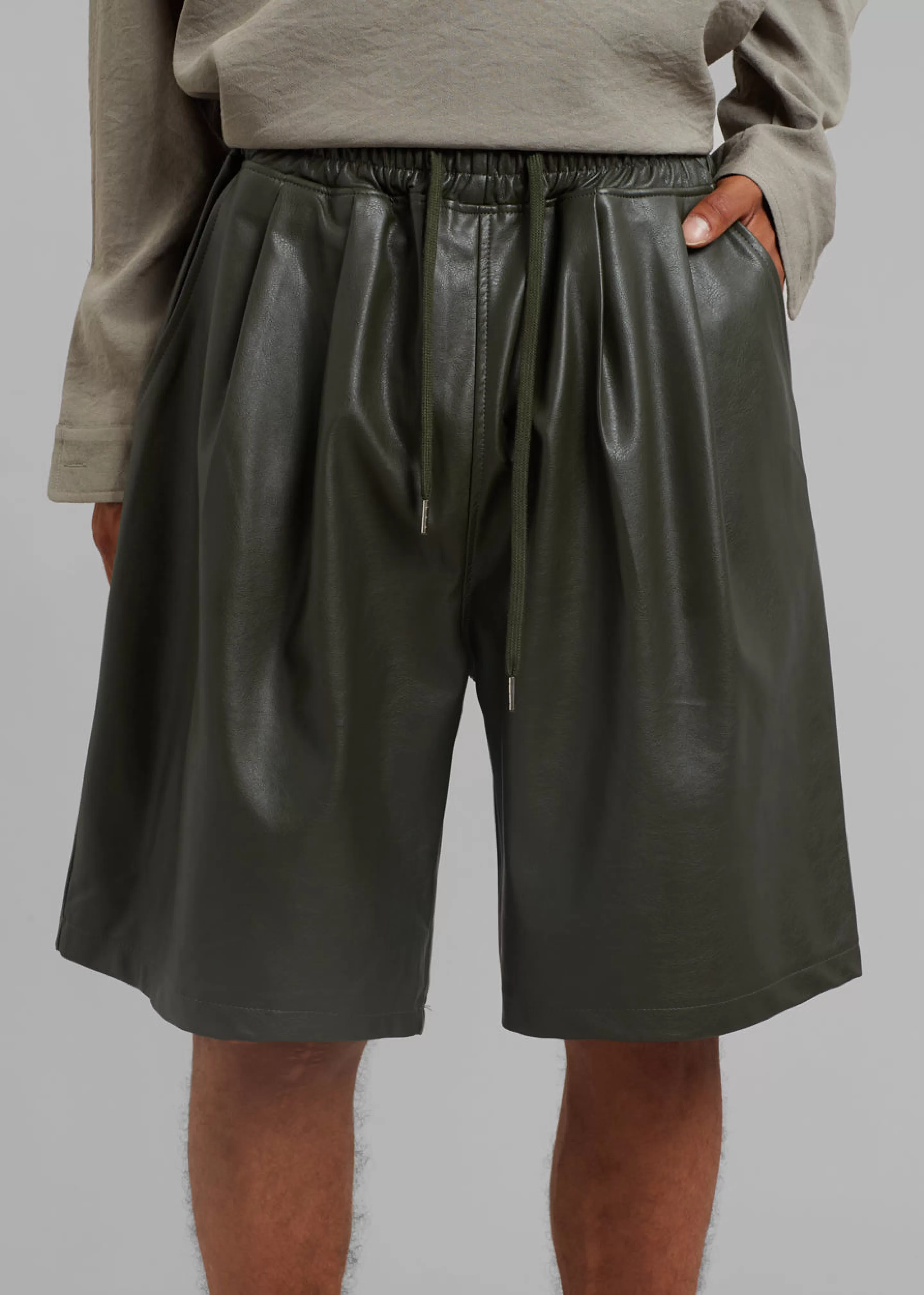 Bottoms | The Frankie Shop Jonas Faux Leather Shorts Olive