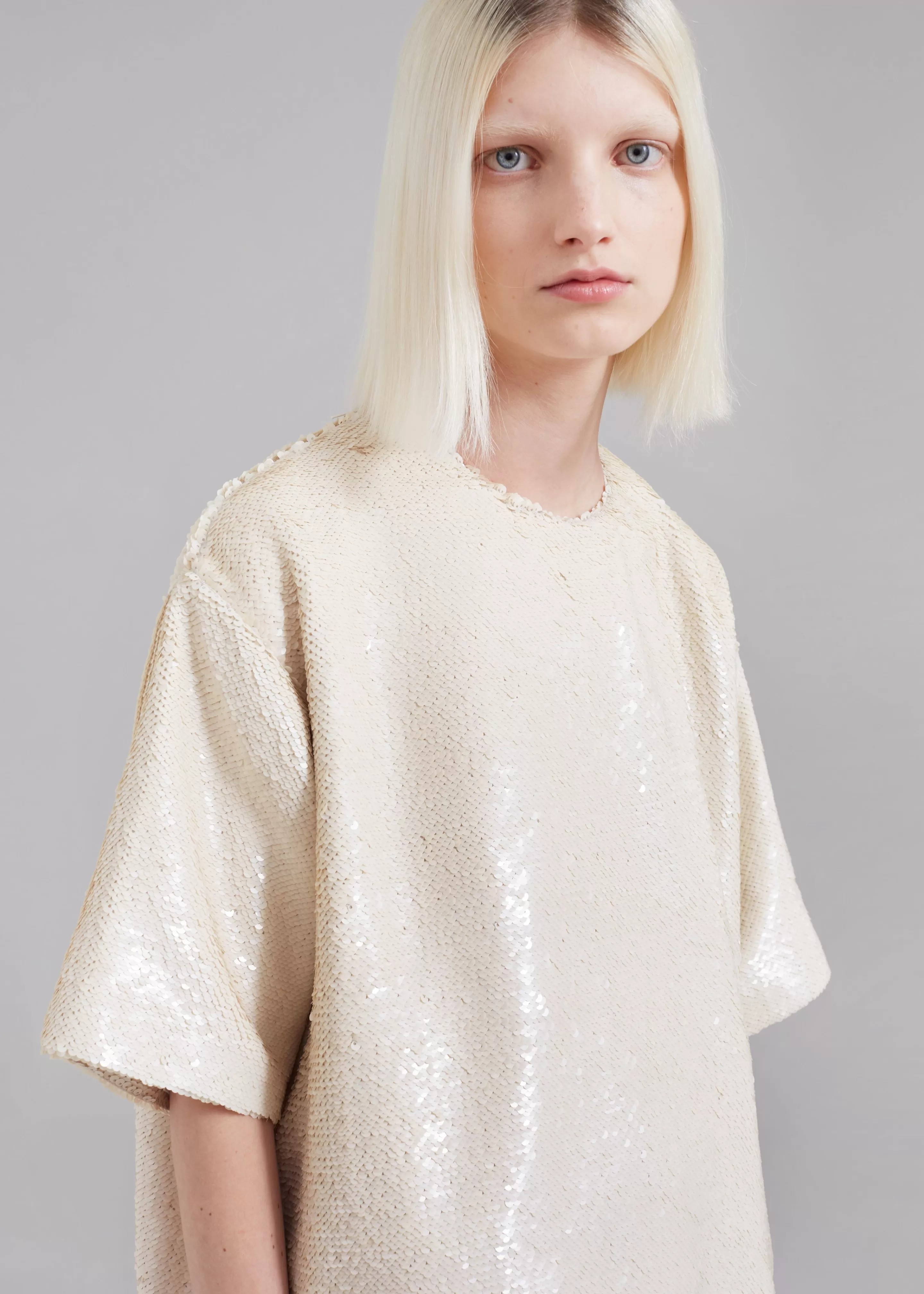 Tops | The Frankie Shop Jones Boxy Sequins Tee Cream