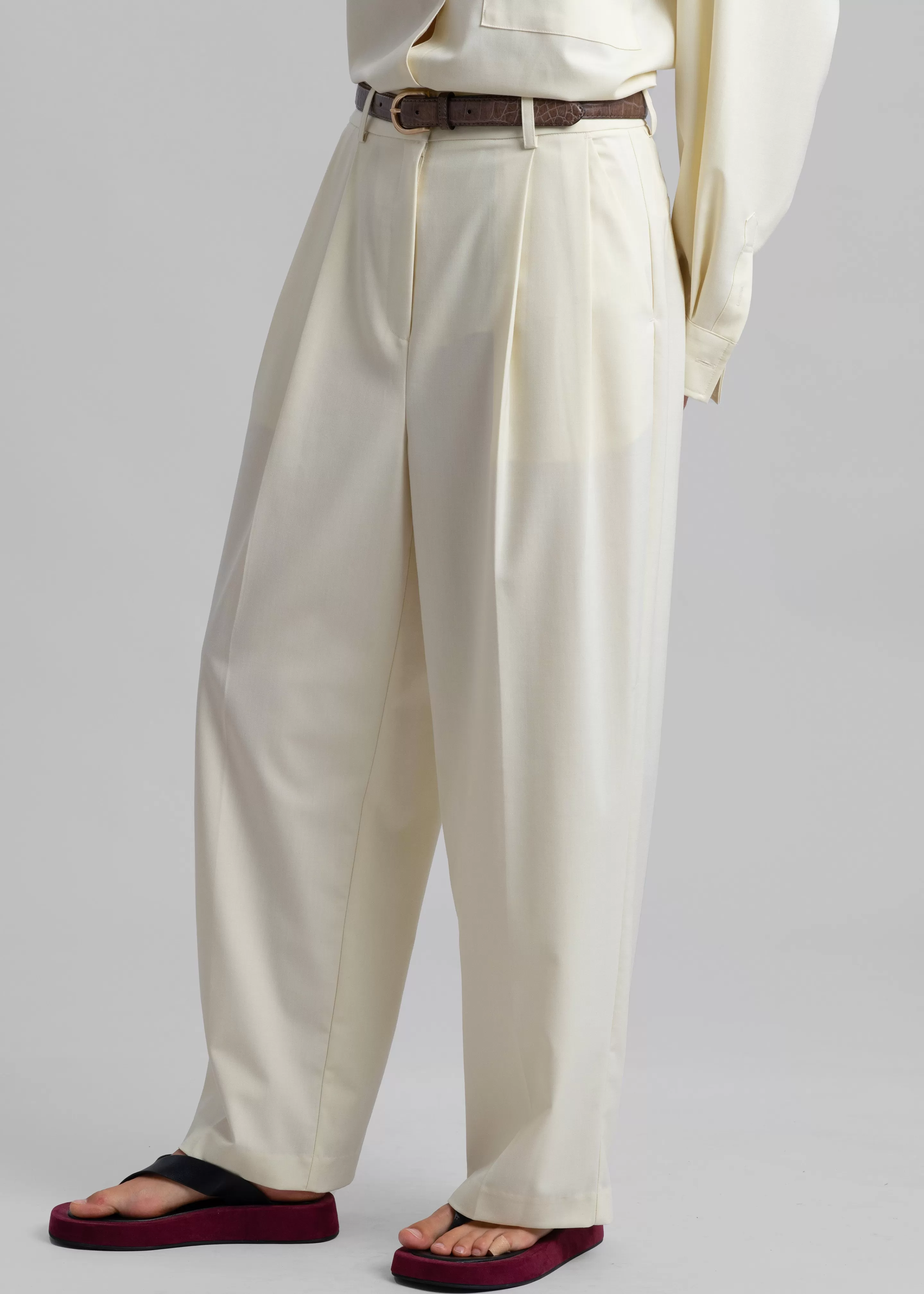 Bottoms | The Frankie Shop Jour Pleated Pants Cream