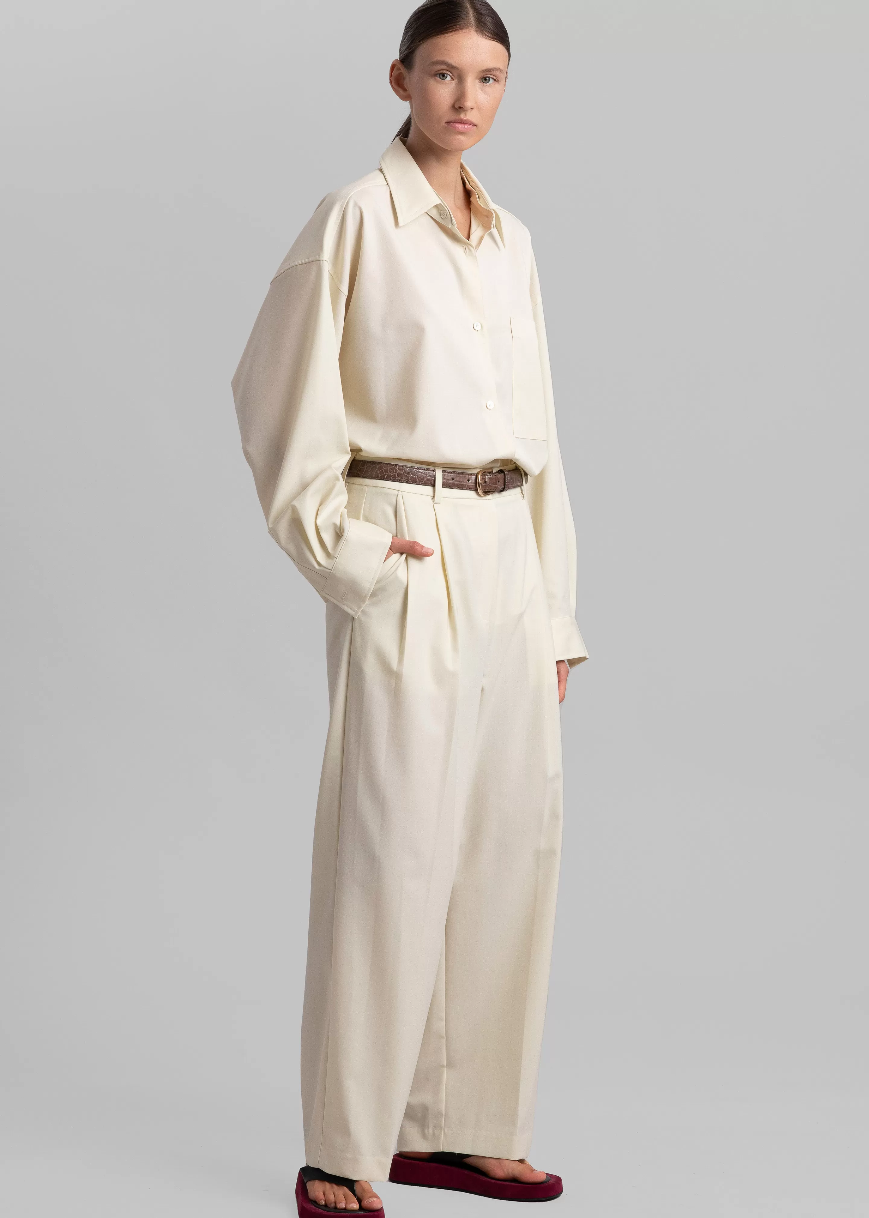 Bottoms | The Frankie Shop Jour Pleated Pants Cream