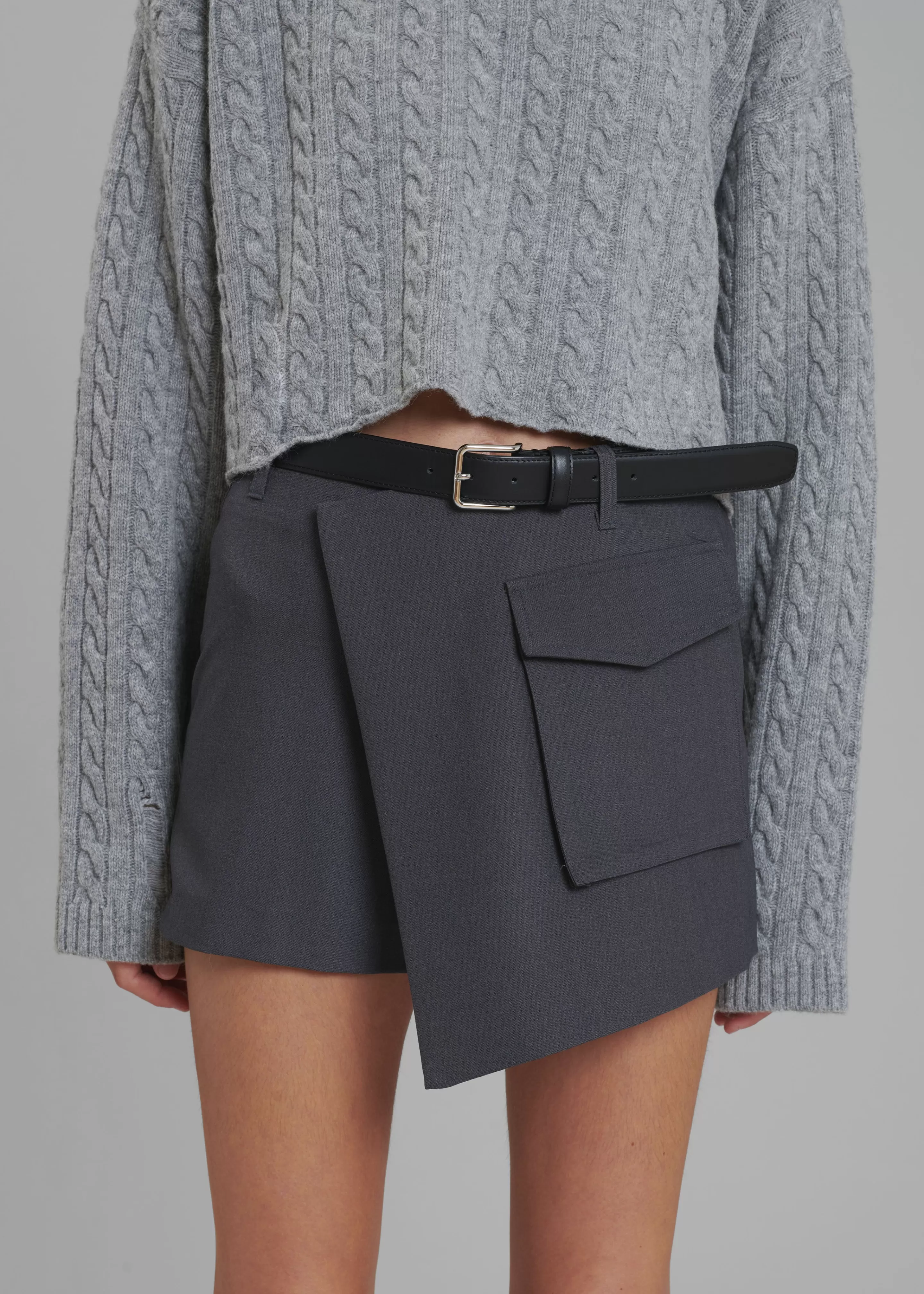 Bottoms | The Frankie Shop Judy Pocket Skort Grey Melange