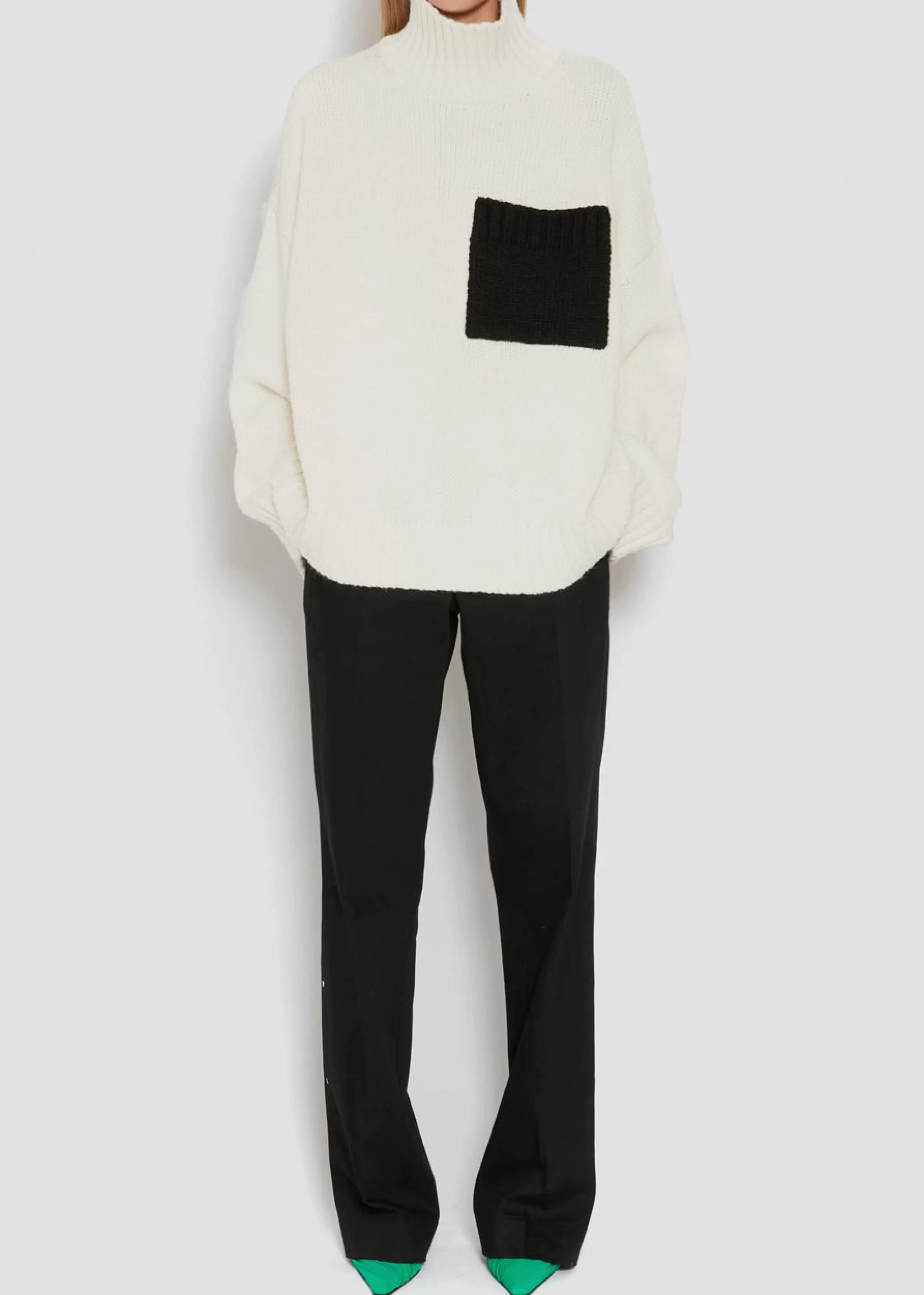 Knitwear | The Frankie Shop Jw Anderson Patch Pocket Turtleneck Off White/Black