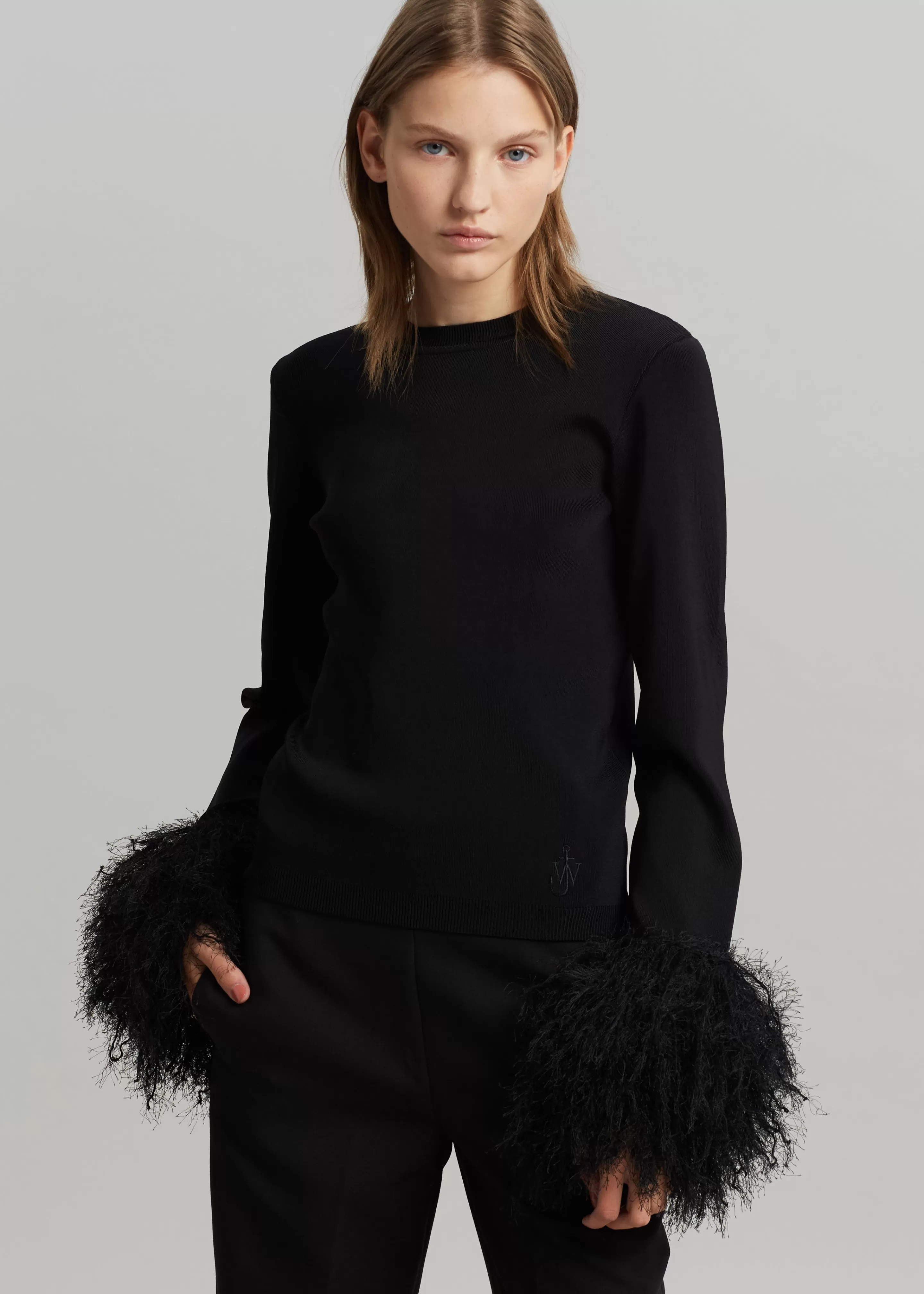 Tops | The Frankie Shop Jw Anderson Pom Pom Cuff Crew Neck Jumper Black