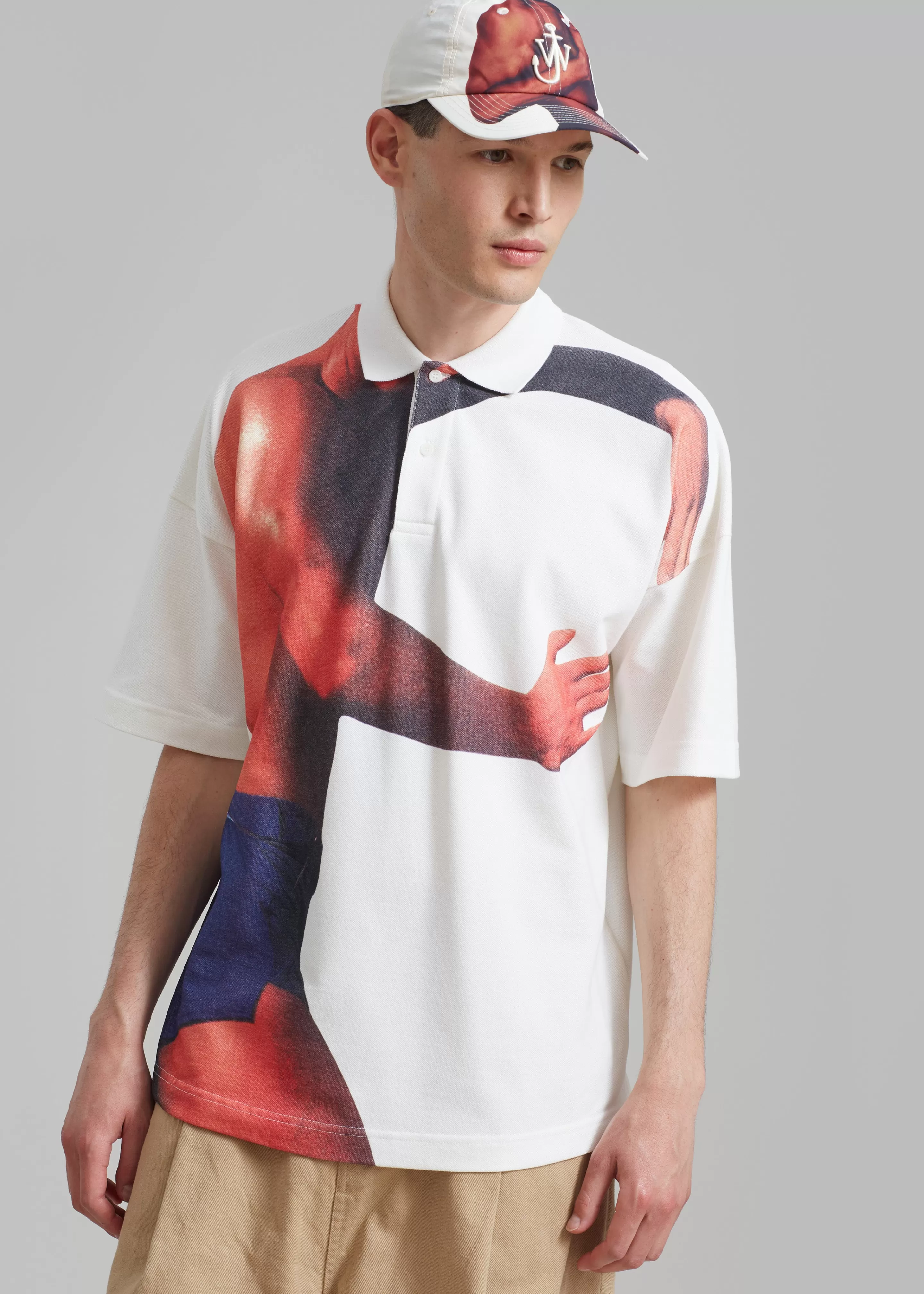 Tops | The Frankie Shop Jw Anderson Profile Stud Printed Polo Shirt Off White