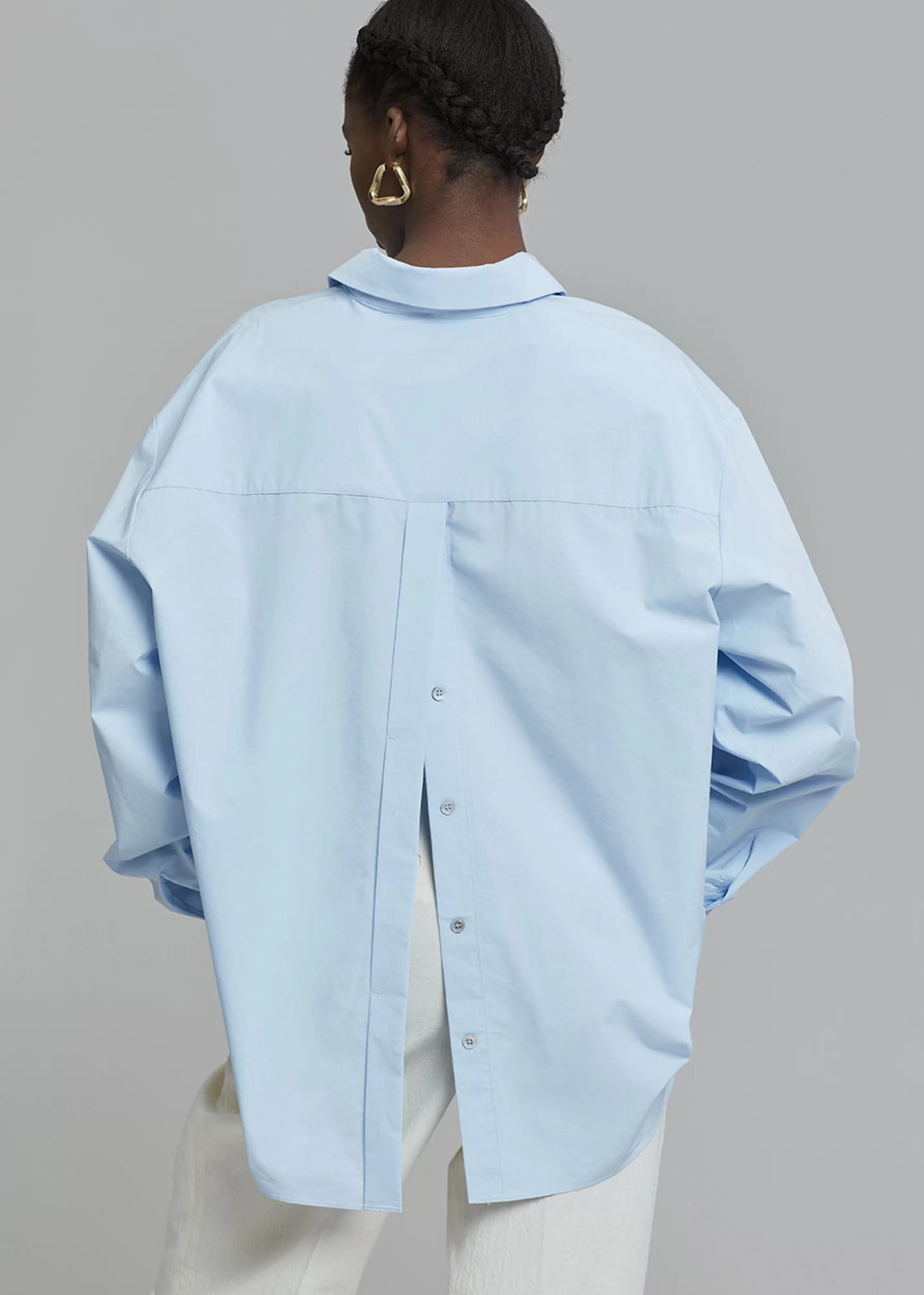 Tops | The Frankie Shop Kae Button Back Shirt Sky