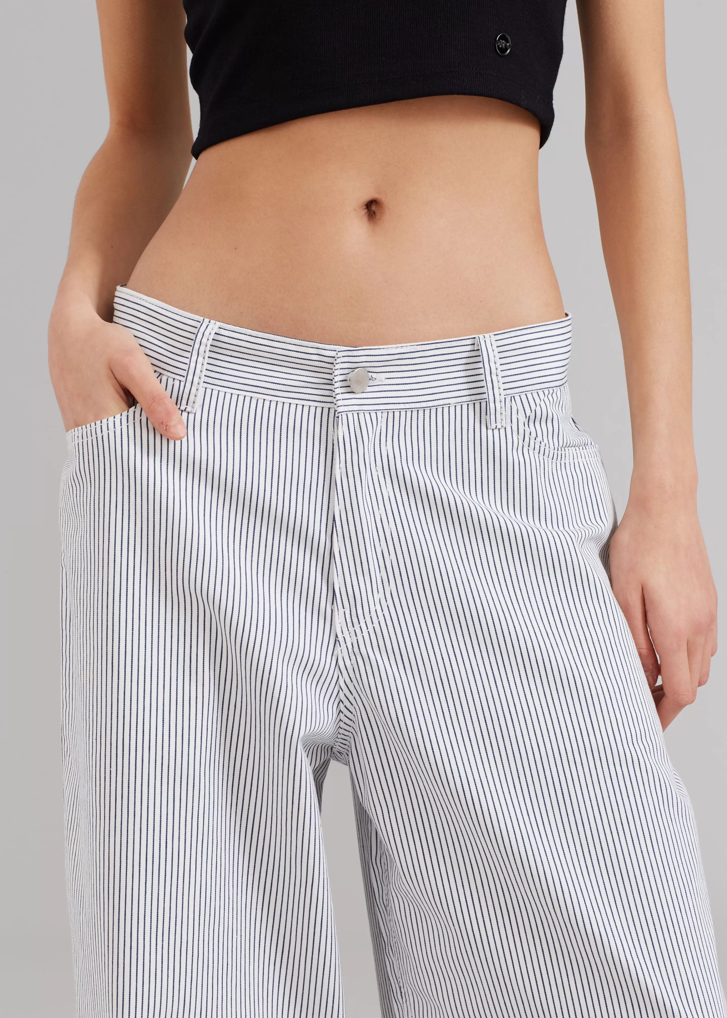 Bottoms | The Frankie Shop Kaline White Pants Navy Stripe