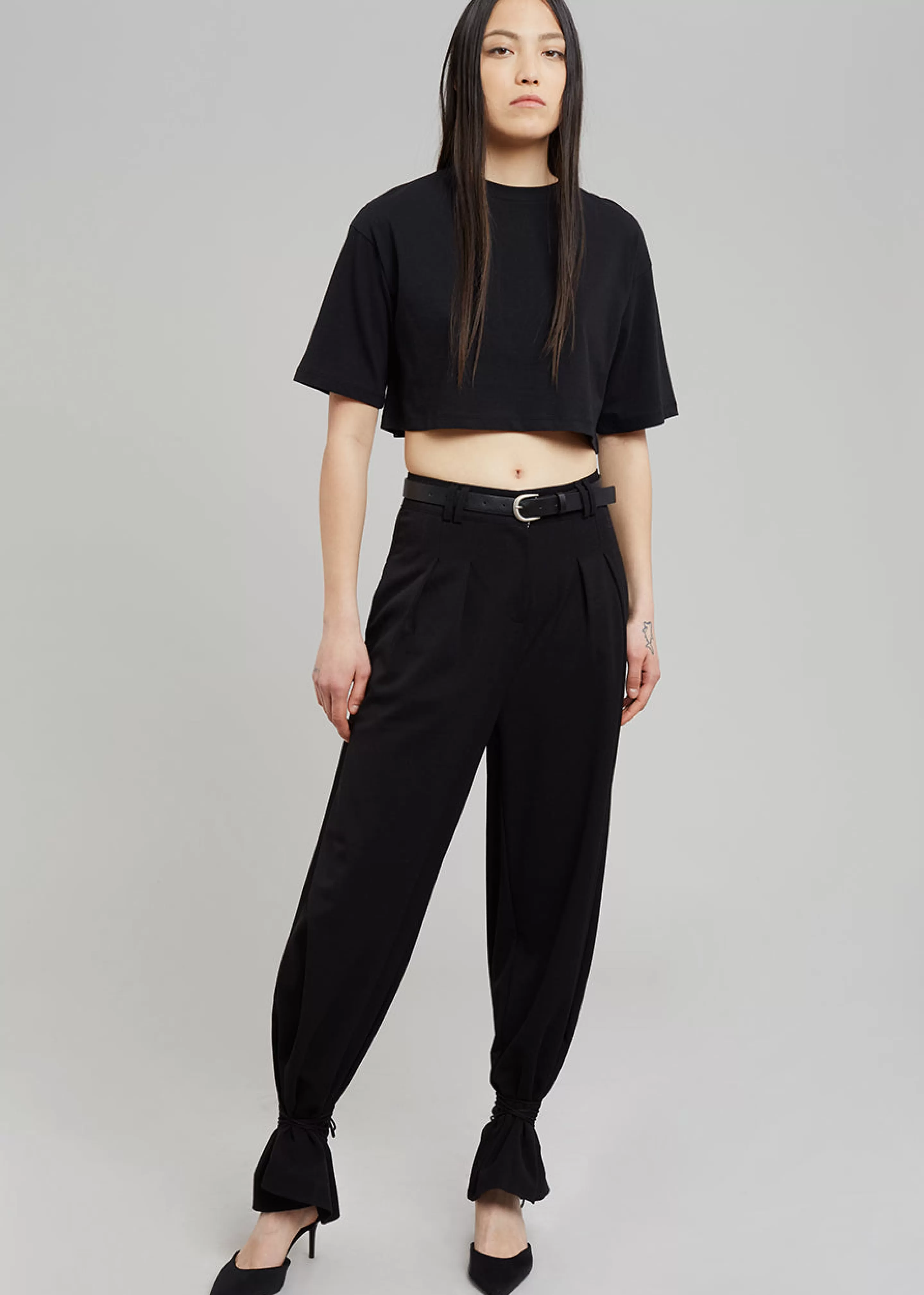 Tops | The Frankie Shop Karina Cropped T-Shirt Black