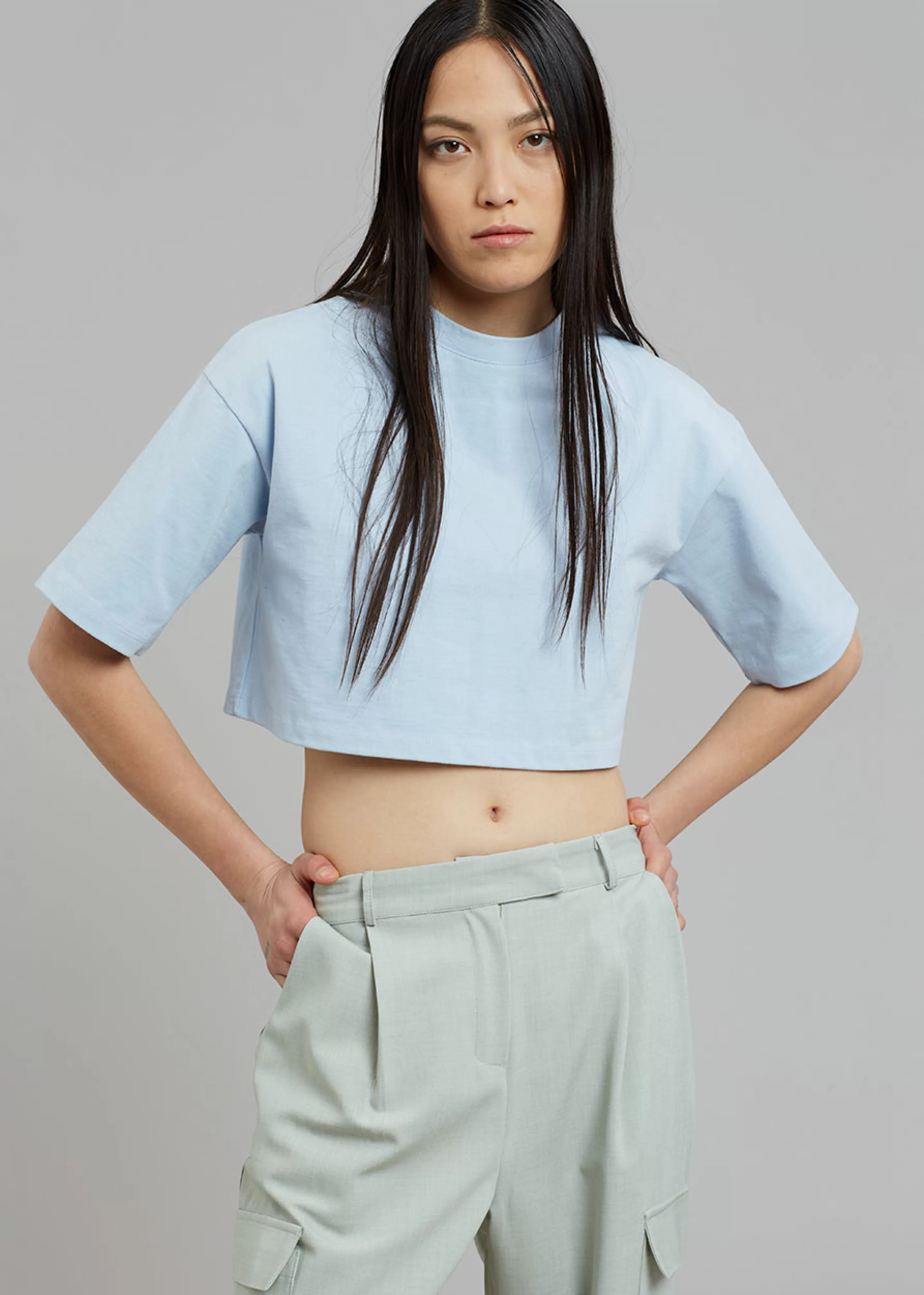 Tops | The Frankie Shop Karina Cropped T-Shirt Sky