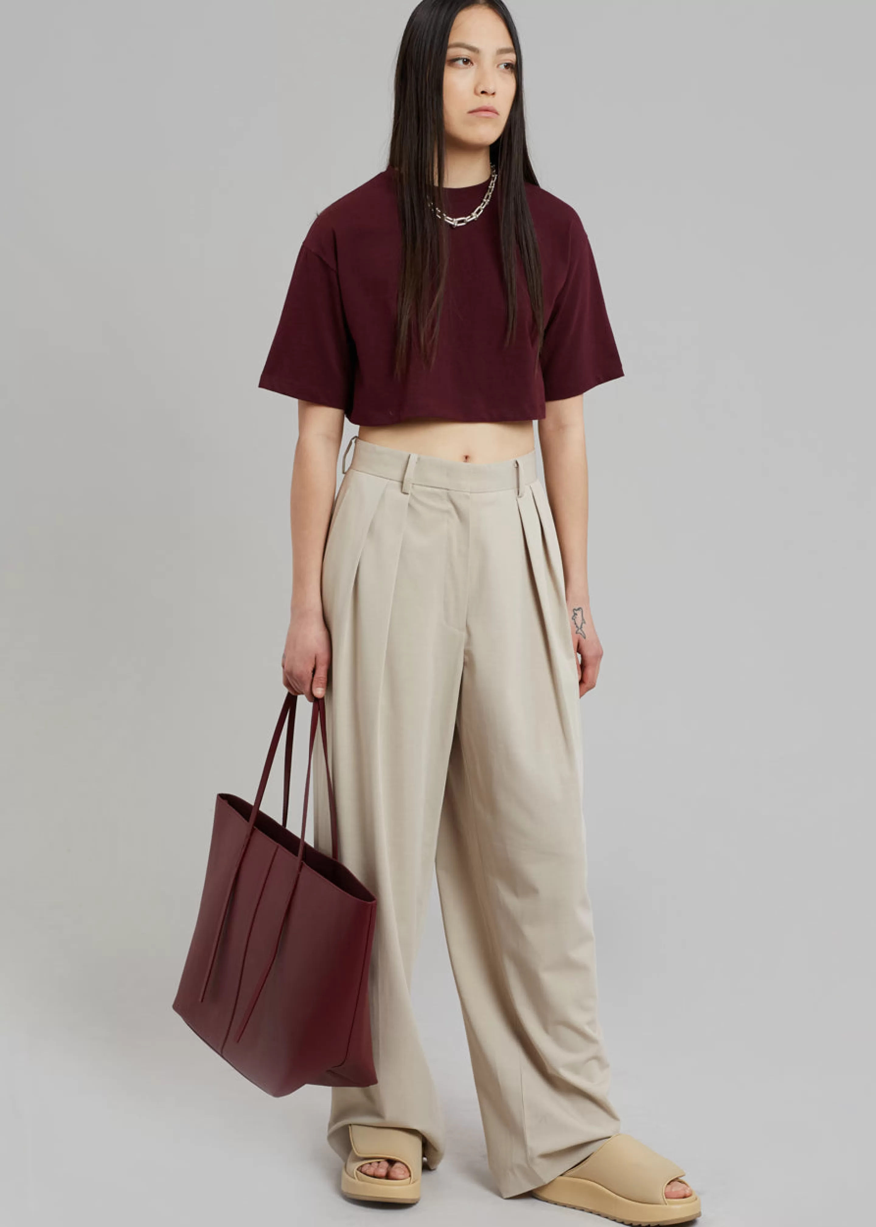 Tops | The Frankie Shop Karina Cropped T-Shirt Bordeaux