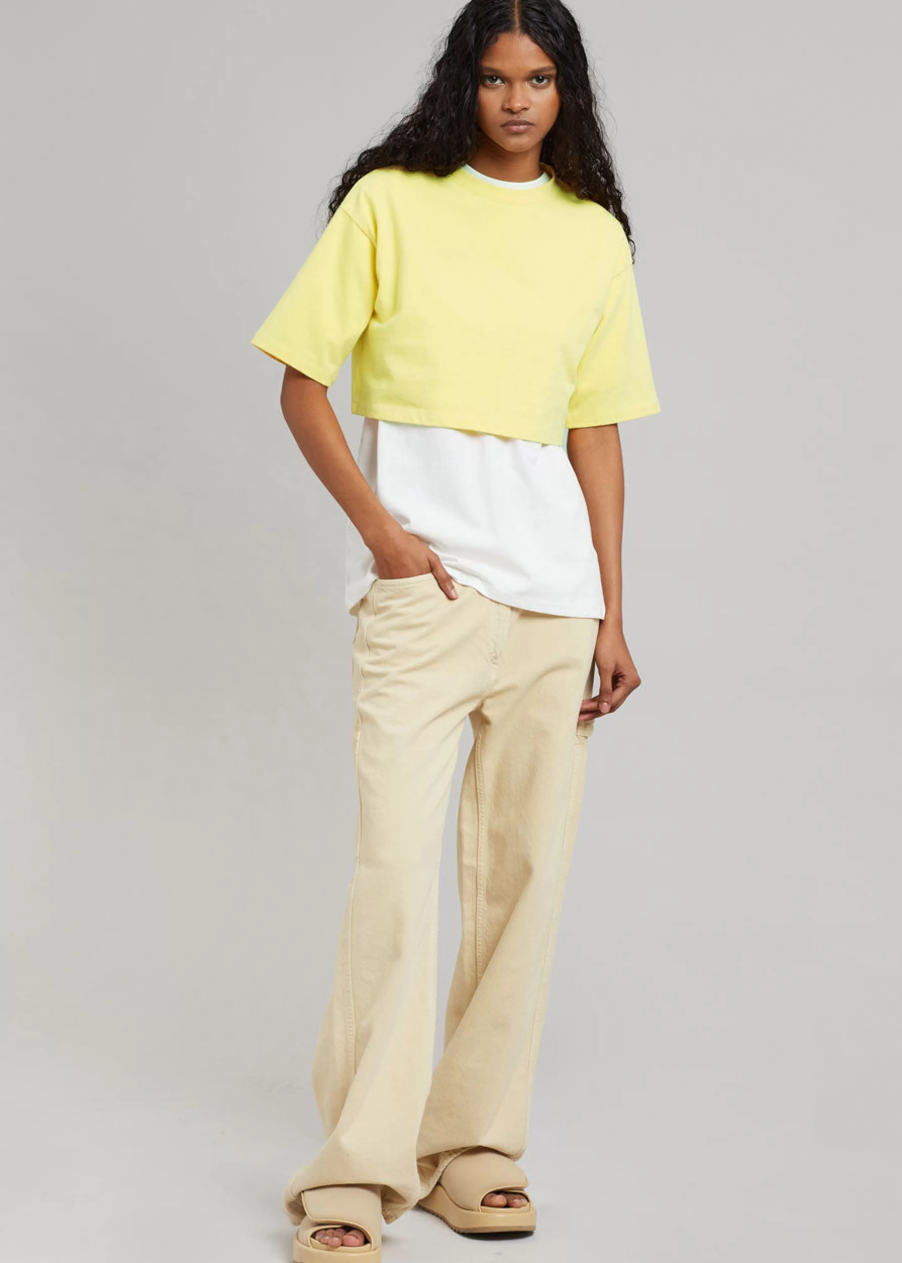 Tops | The Frankie Shop Karina Cropped T-Shirt Yellow